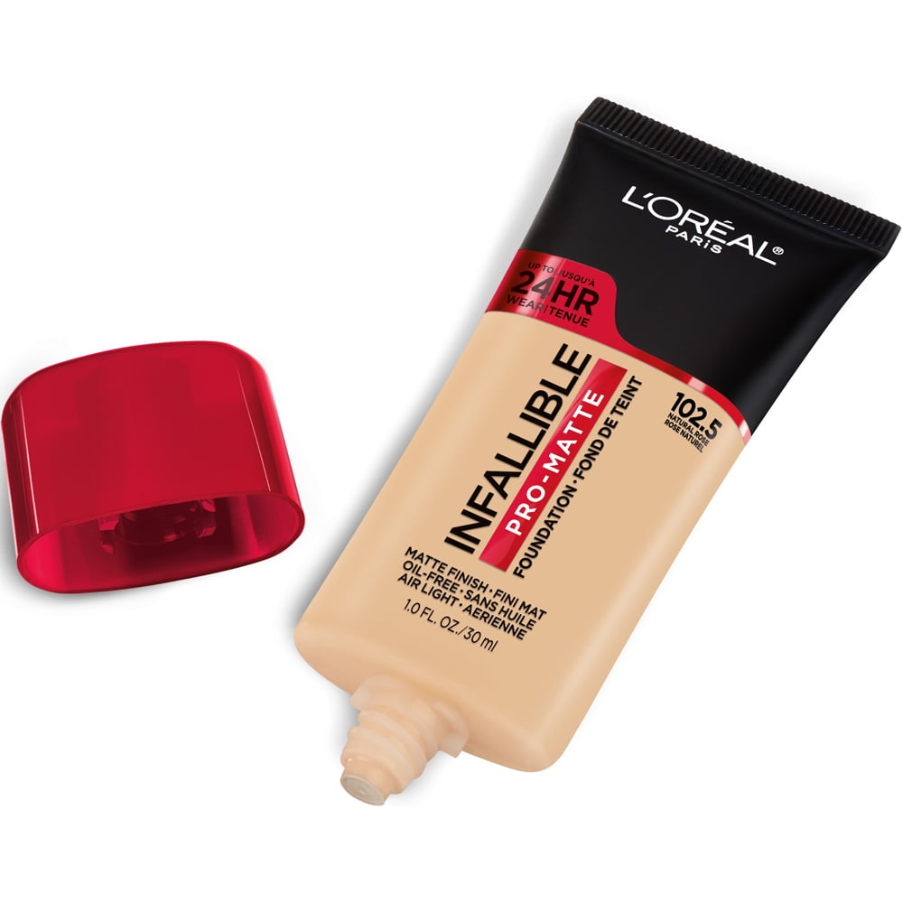 L'Oreal Paris Infallible Pro Matte Liquid Foundation Makeup, 102.5 Natural Rose, 1 oz