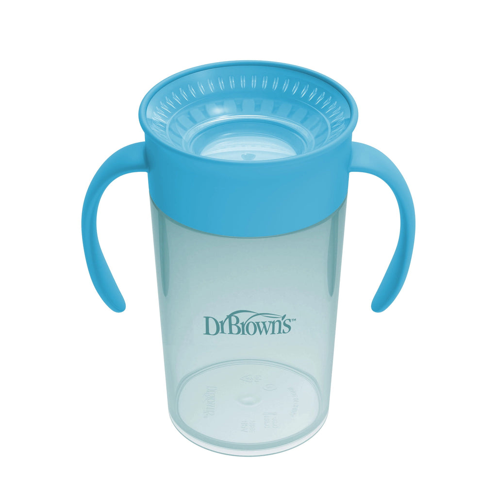 Dr. Brown's Milestones Straw to 360 Convertible Training Cups, Ocean Blue, 2-Pack