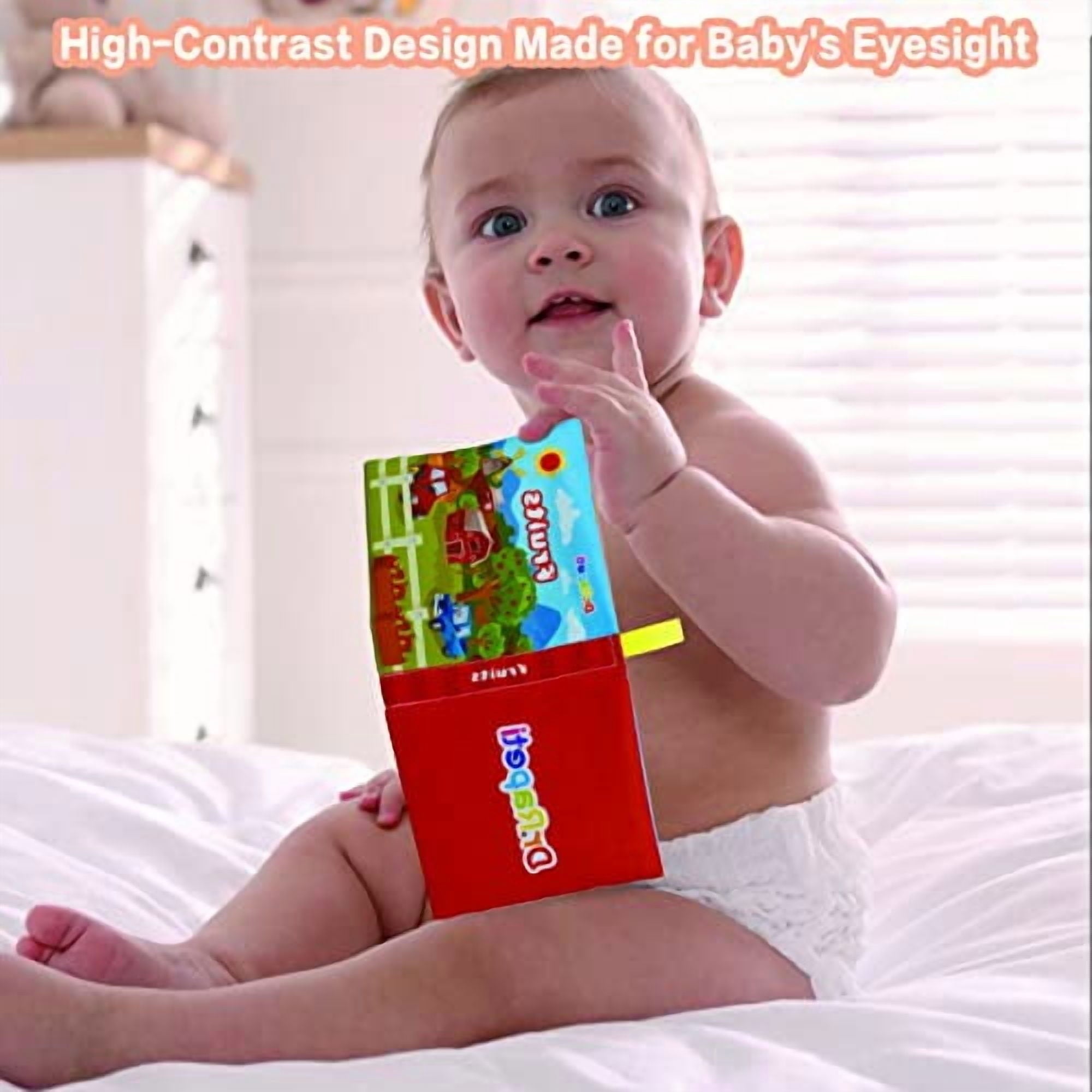 Dr.Rapeti Soft Cloth Book for Baby Infant Toddler Kids 6-Pack Crinkle Squeaky Washable Non-Toxic Early Educational Baby Book Bath Book