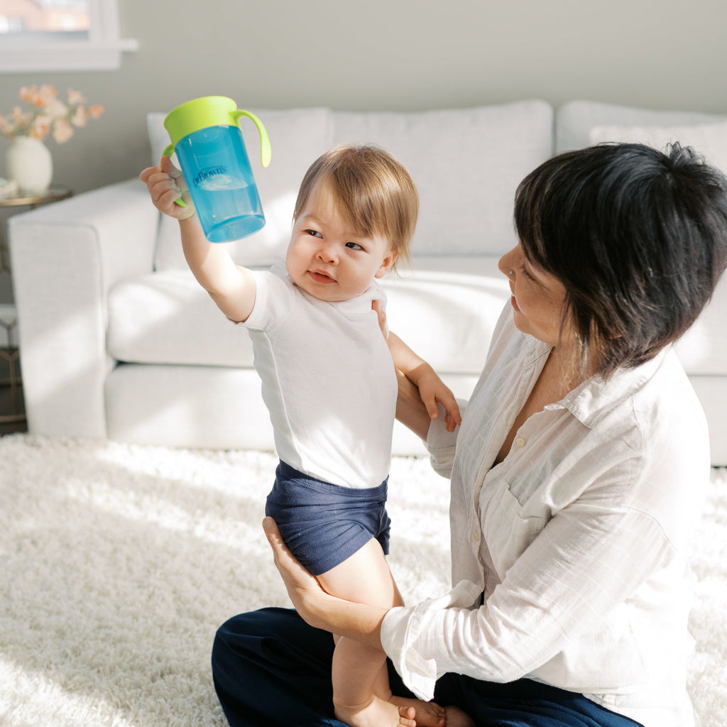 Dr. Brown's Milestones Straw-to-360 Convertible Toddler Cup Set, Blue/Green, 10 oz, 9m+, 1 Pack