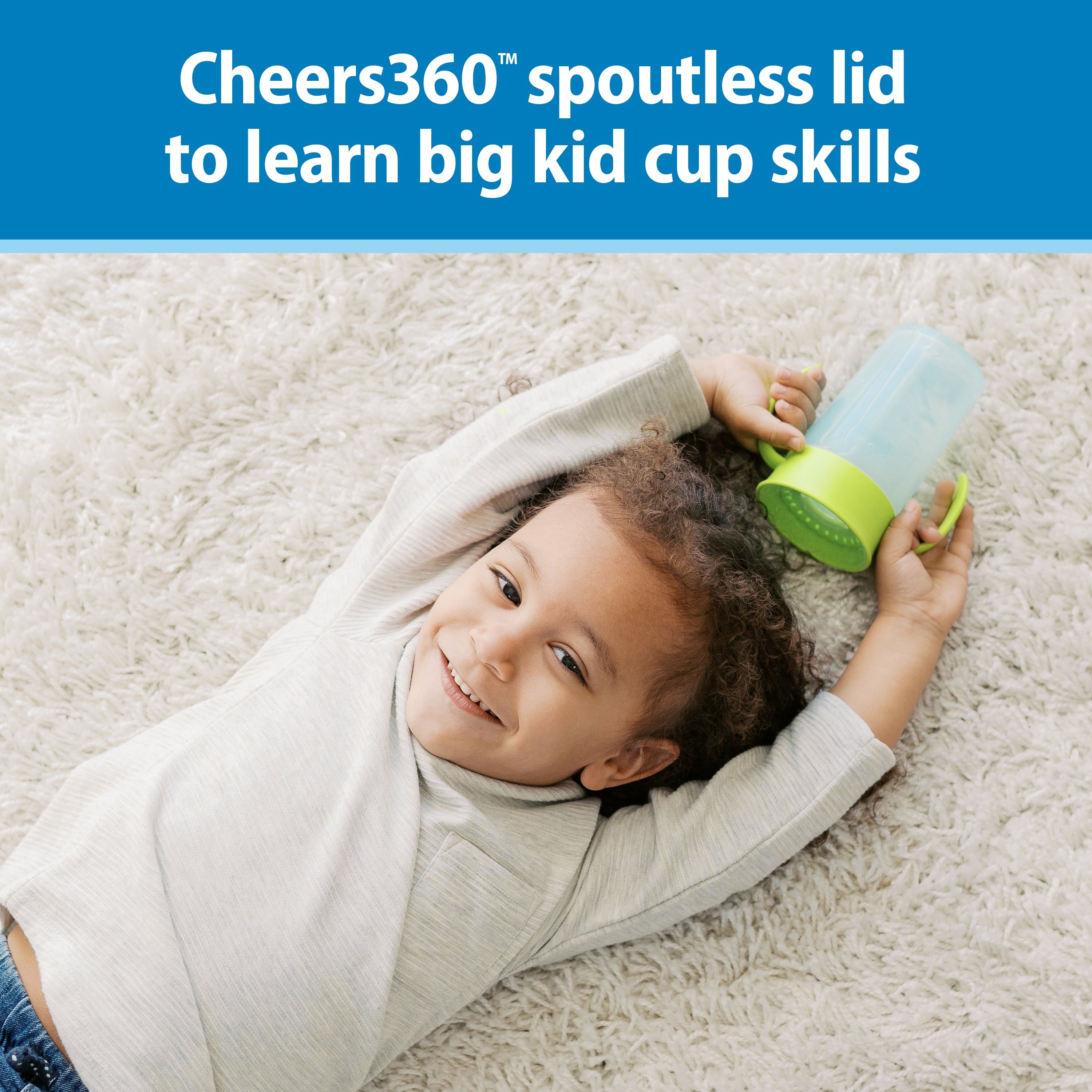 Dr. Brown's Milestones Straw-to-360 Convertible Toddler Cup Set, Blue/Green, 10 oz, 9m+, 1 Pack