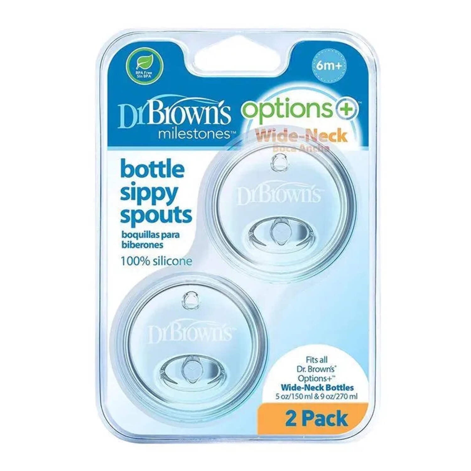 Dr. Brown's Options+™ Baby Bottle, Sippy Spouts, 6 Months +, 2 Pack