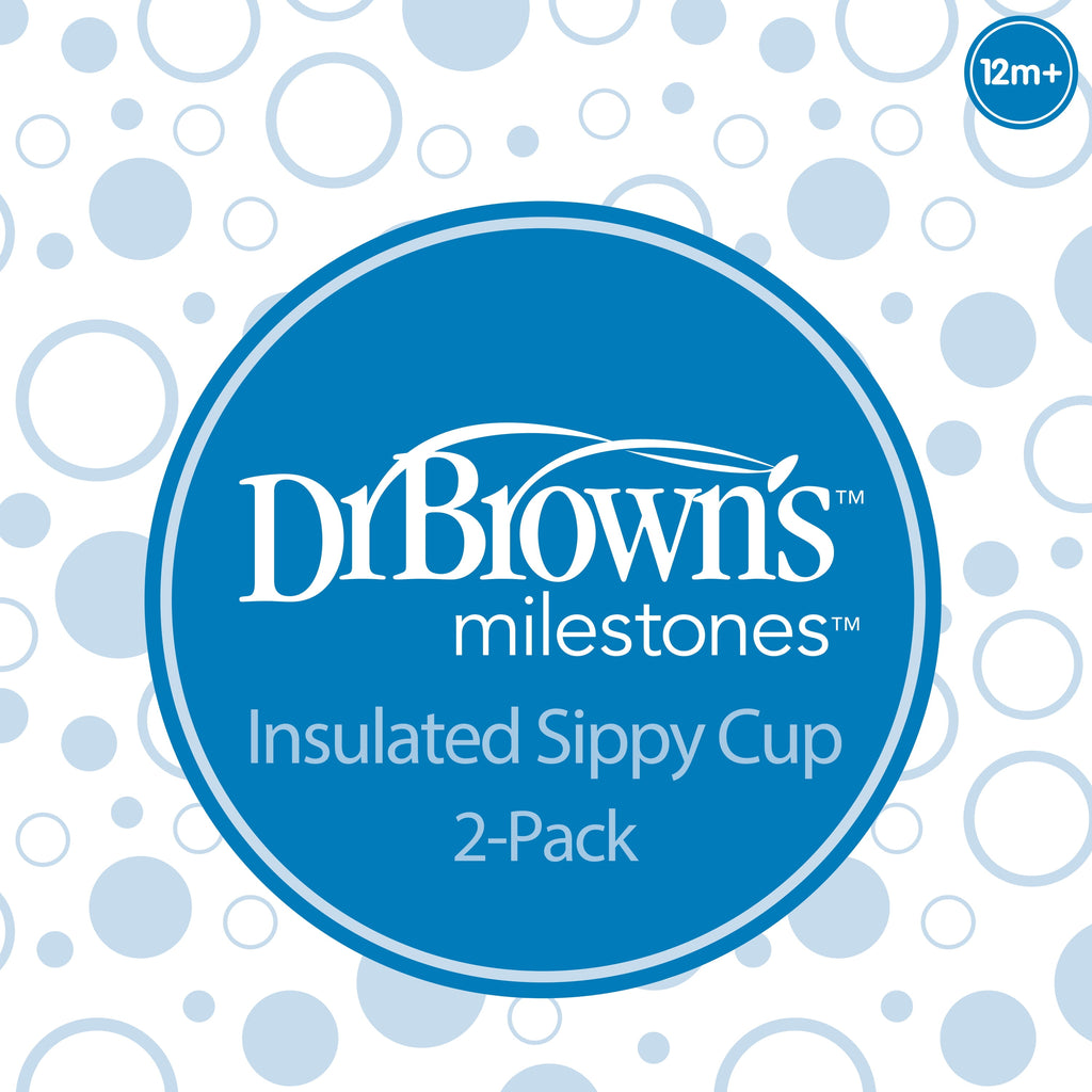 Dr. Brown’s Milestones Insulated Sippy Cup with Straw and Handles - Blue - 10oz - 2pk - 12m+