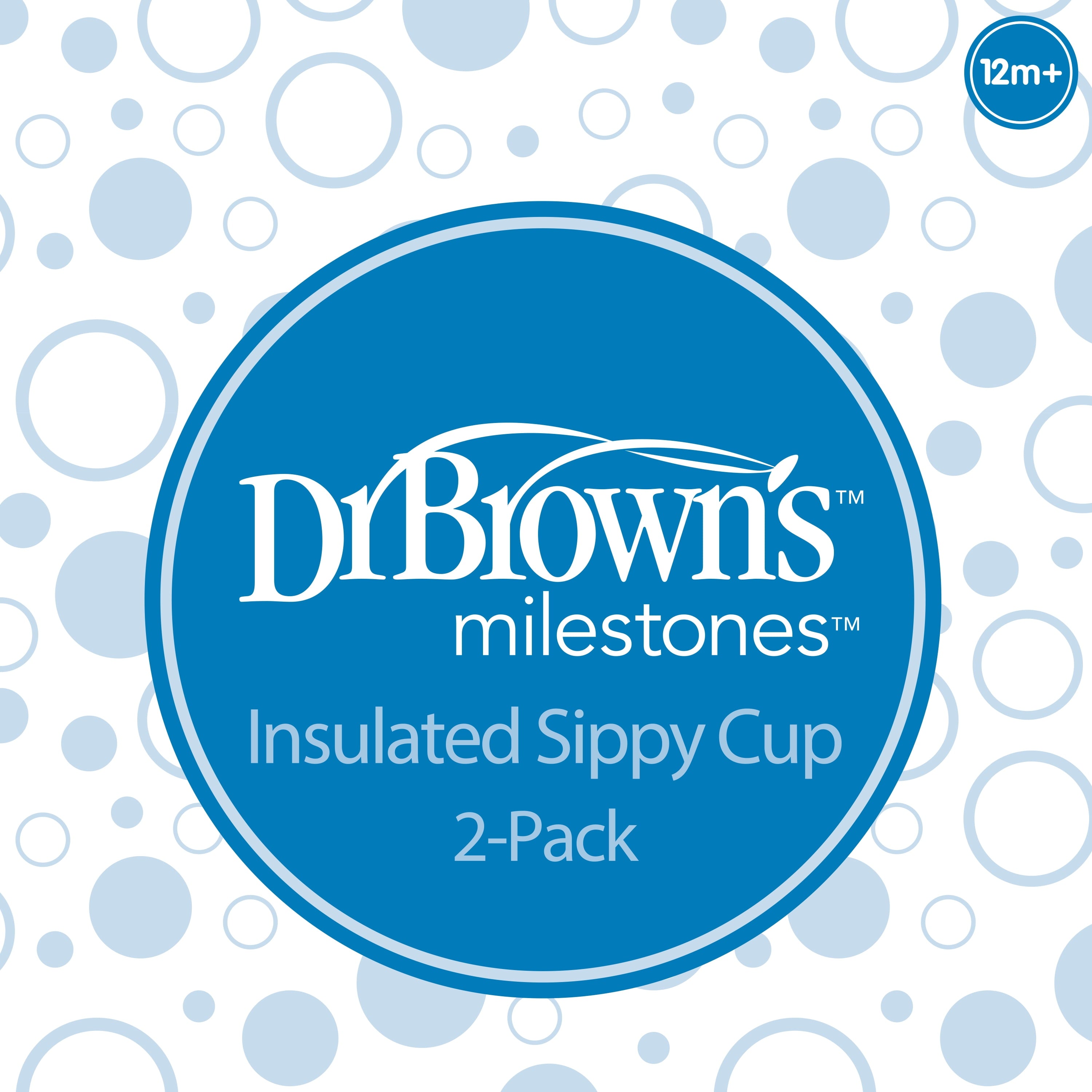 Dr. Brown’s Milestones Insulated Sippy Cup with Straw and Handles - Blue - 10oz - 2pk - 12m+