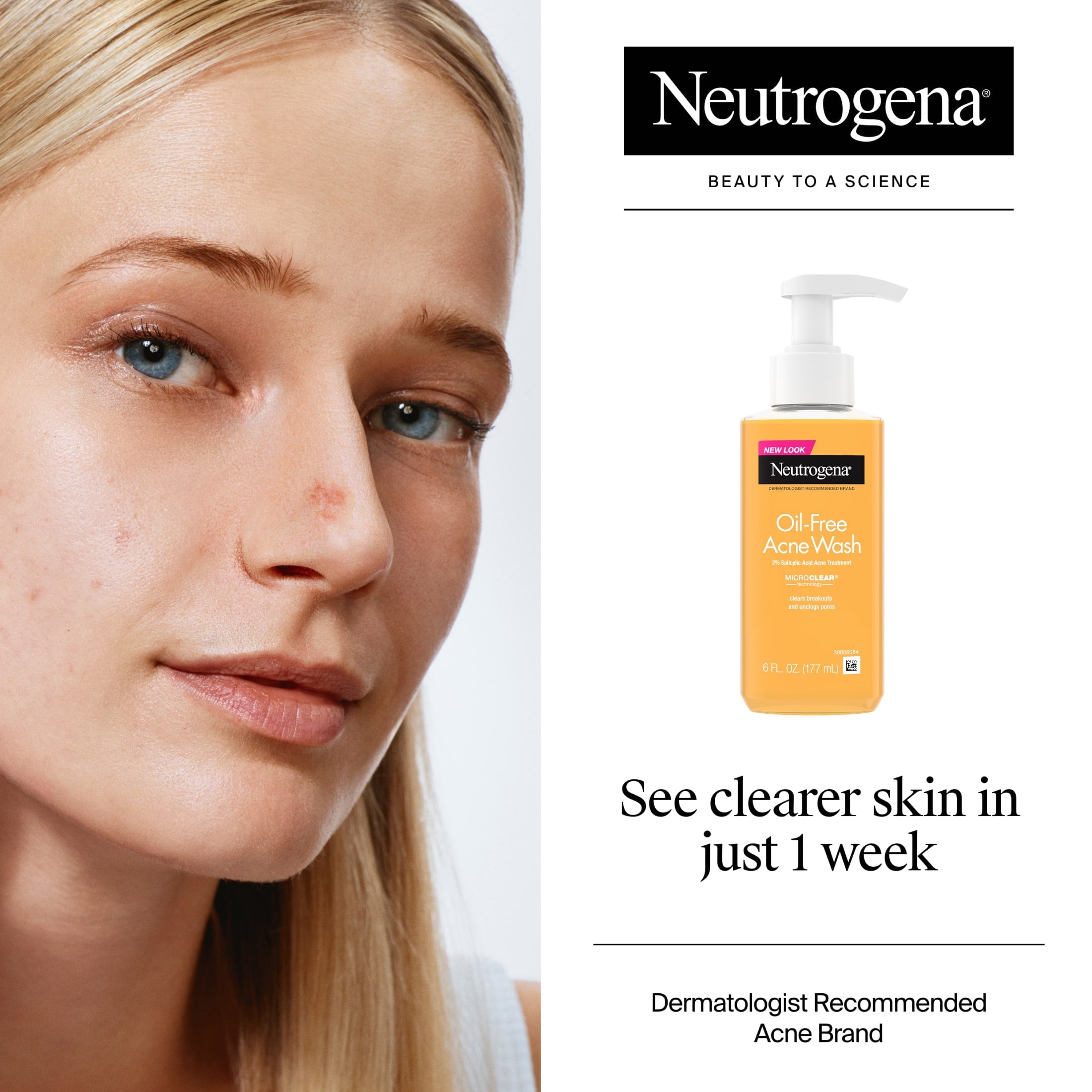 Neutrogena Oil-Free Acne Face Wash, Salicylic Acid Facial Cleanser & Acne Treatment, 6 fl oz