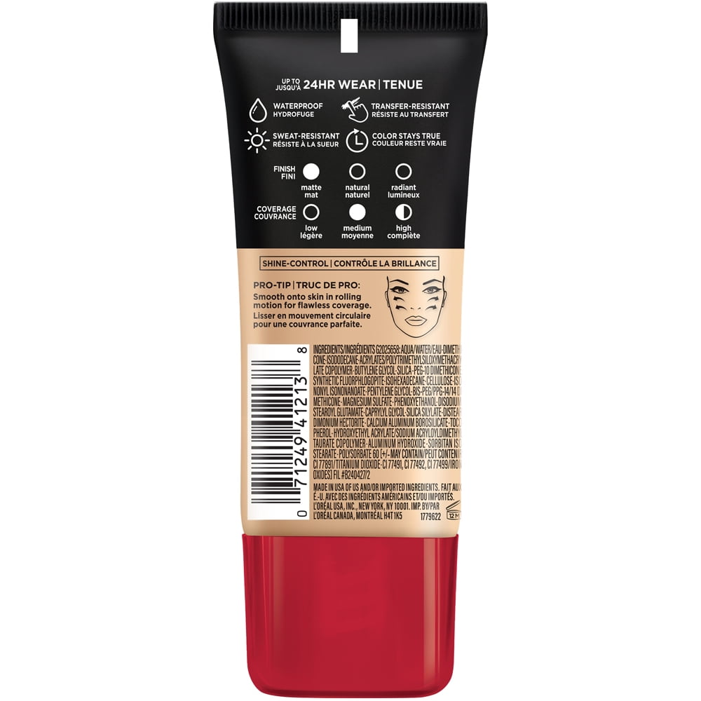 L'Oreal Paris Infallible Pro Matte Liquid Foundation Makeup, 102.5 Natural Rose, 1 oz