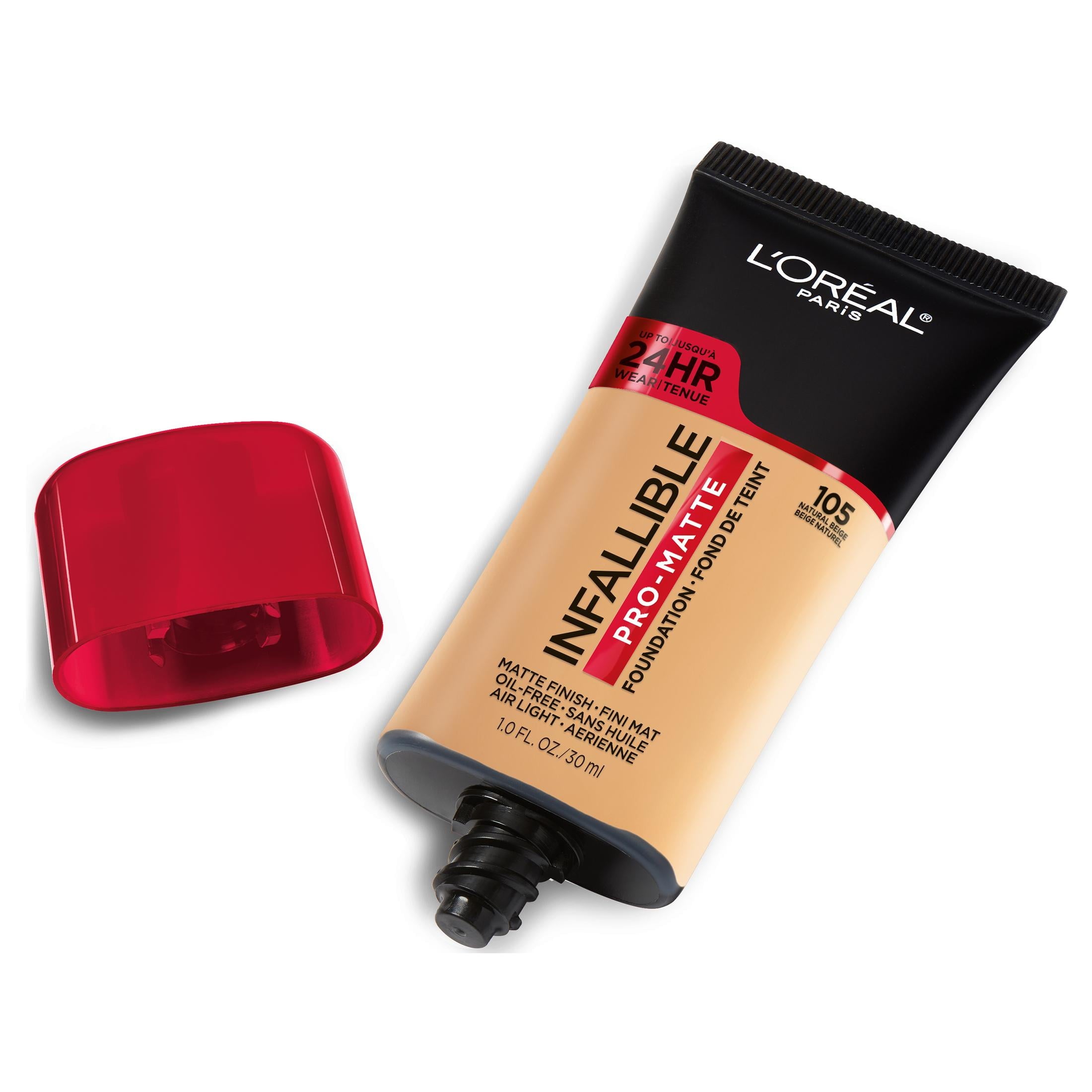L'Oreal Paris Infallible Pro-Matte Liquid Foundation Makeup, 105 Natural Beige, 1 fl oz