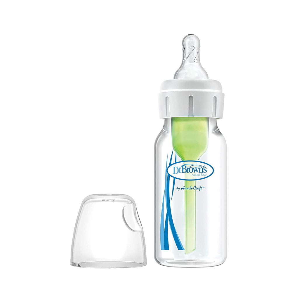 Dr. Brown's Natural Flow Anti-Colic Options+ Narrow Bottle to Sippy Gift Set with Soft Silicone Sippy Spout, Removable Silicone Handles, Travel Cap and Bottle Brush Bottle to Sippy Gift Set, Blue Bottle