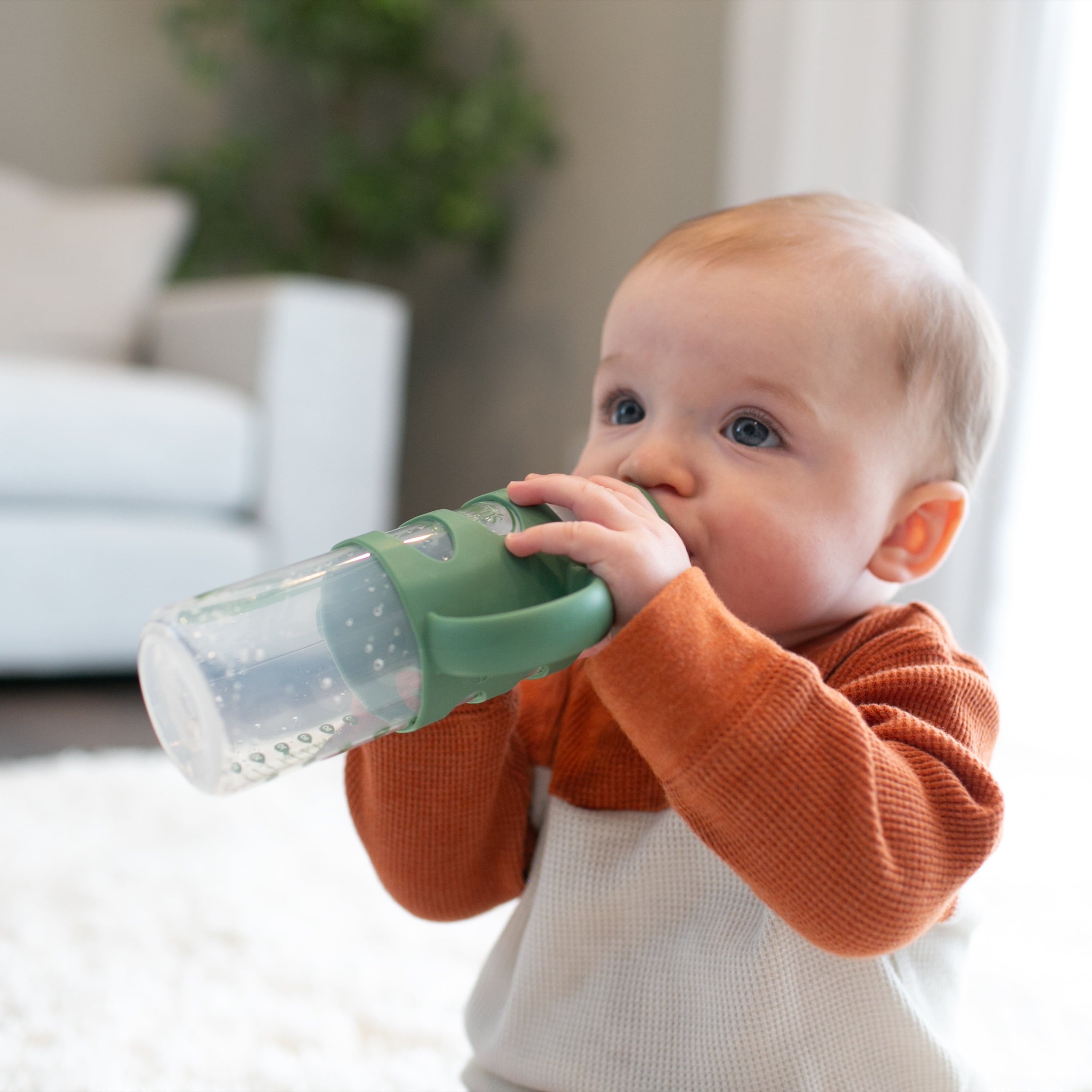 Dr. Brown's Milestones 100% Silicone Baby Bottle Handles, Narrow, 4m+, Light Blue/Green/Gray, 3 Pack