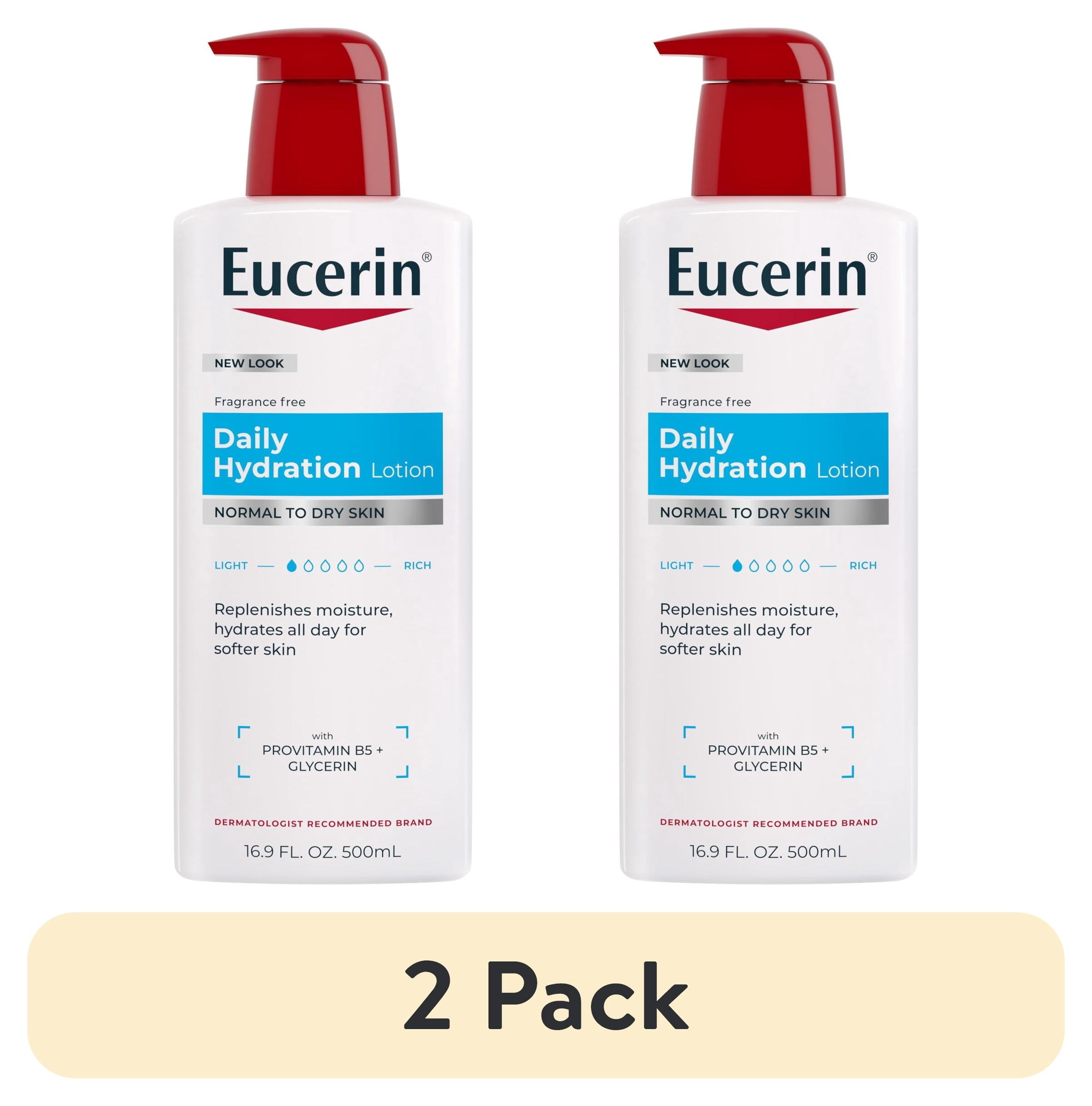 (2 pack) Eucerin Daily Hydration Body Lotion, Unscented Body Lotion, 16.9 fl oz Pump Bottle