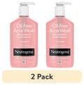 (2 pack) Neutrogena Oil-Free Pink Grapefruit Acne Face Wash, Salicylic Acid Facial Cleanser, 9.1 fl oz