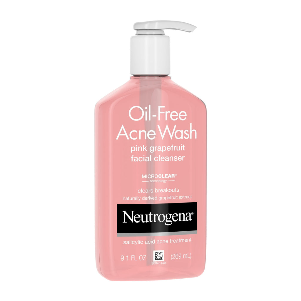 (2 pack) Neutrogena Oil-Free Pink Grapefruit Acne Face Wash, Salicylic Acid Facial Cleanser, 9.1 fl oz