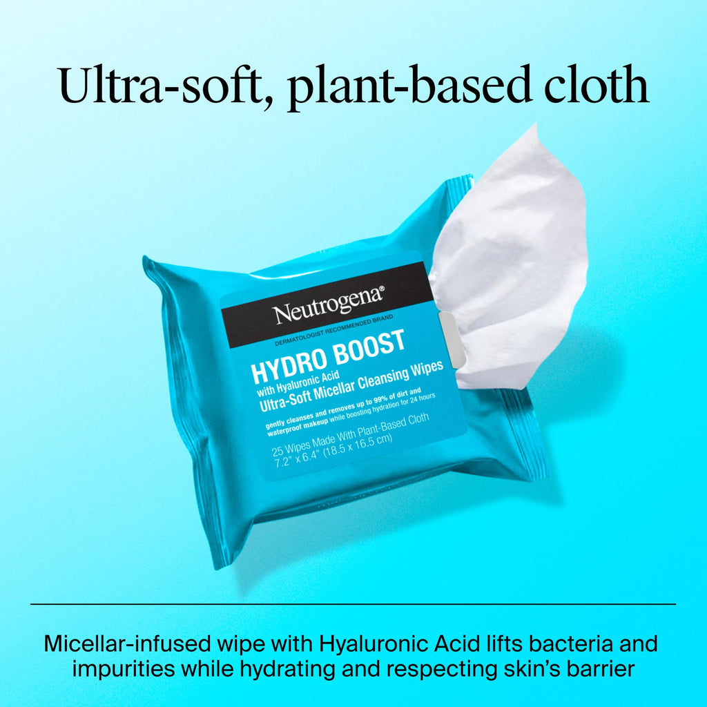 (6 pack) Neutrogena Hydro Boost Makeup Remover Wipes & Face Cleansing Towelettes, 25 Count