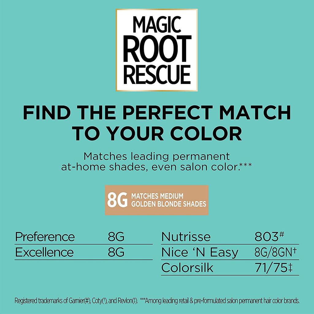 Loreal Paris Magic Root Rescue 10 Minute Root Hair Coloring Kit, Permanent Hair Color With Quick Precision Applicator, 100% Gray Coverage, 8G Medium Golden Brown, 2 Count Packaging May Vary