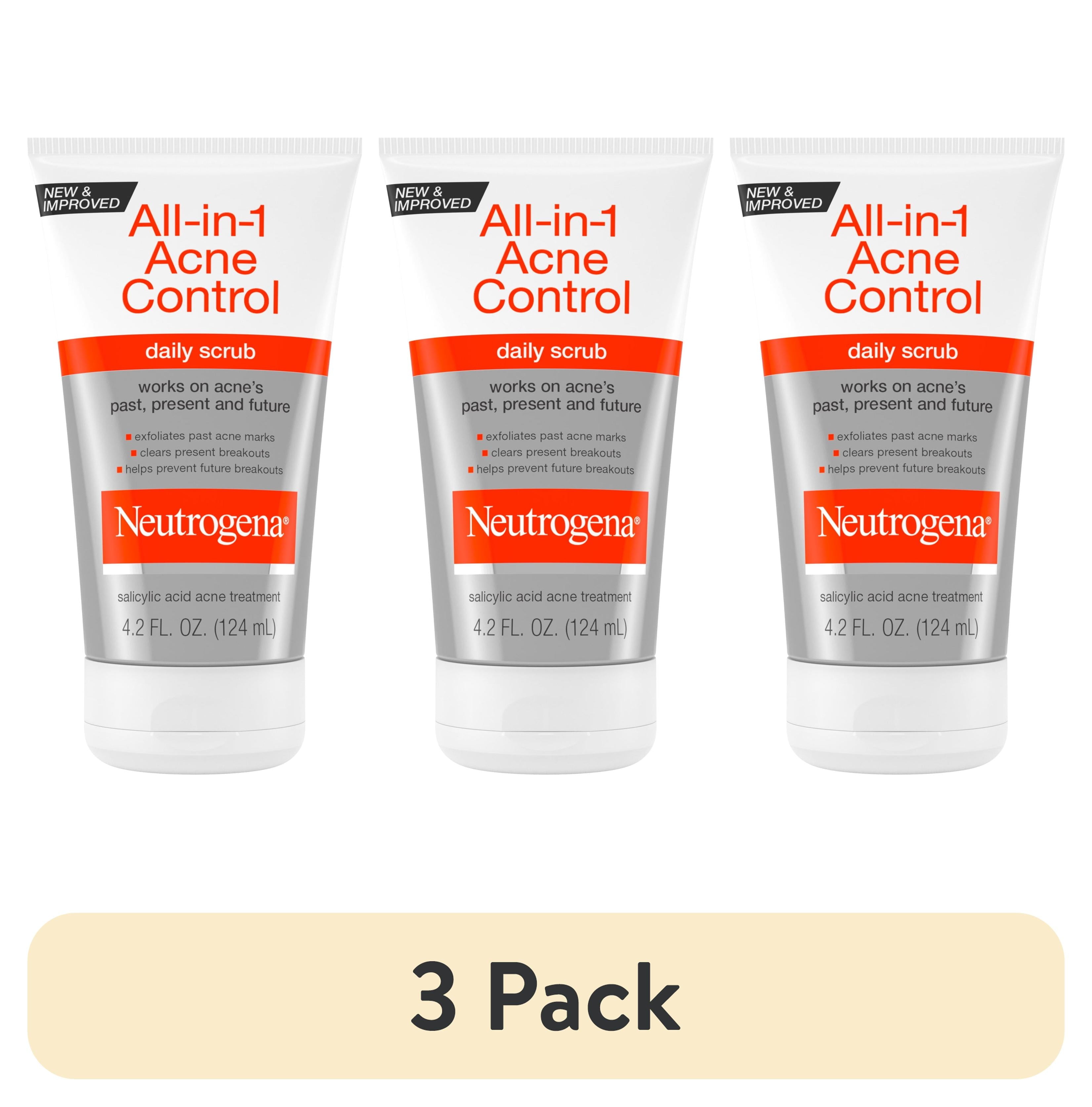 (3 pack) Neutrogena All-in-1 Acne Face Wash & Exfoliating Face Scrub, Salicylic Acid Cleanser, 4.2 fl oz