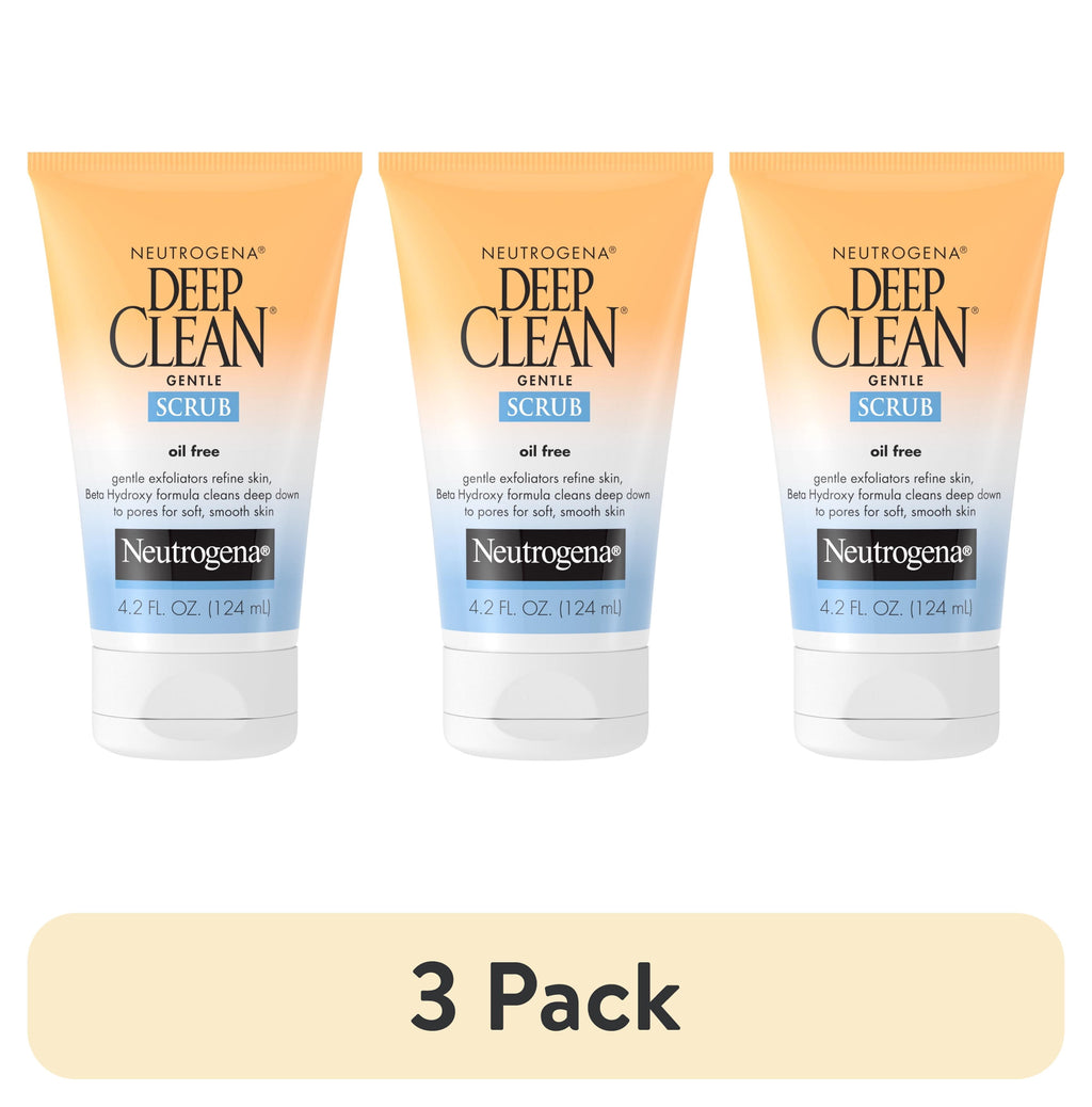 (3 pack) Neutrogena Deep Clean Gentle Facial Scrub, Oil free Cleanser 4.2 fl. oz