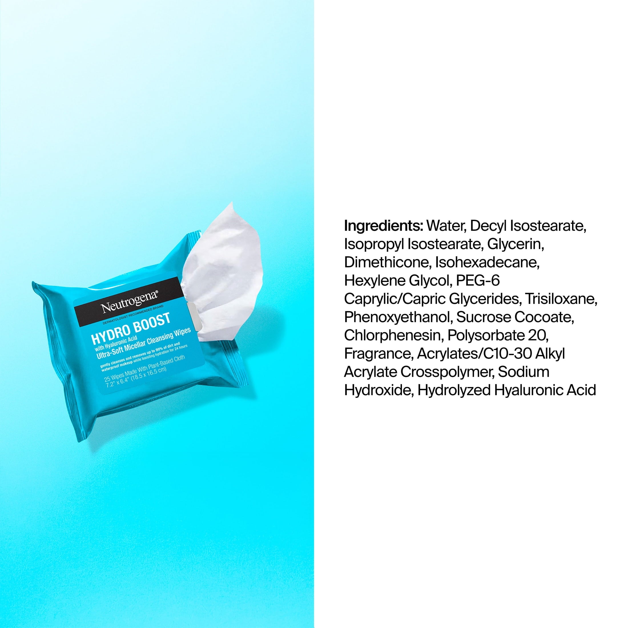 Neutrogena Hydro Boost Makeup Remover Wipes & Face Cleansing Towelettes, 50 Count