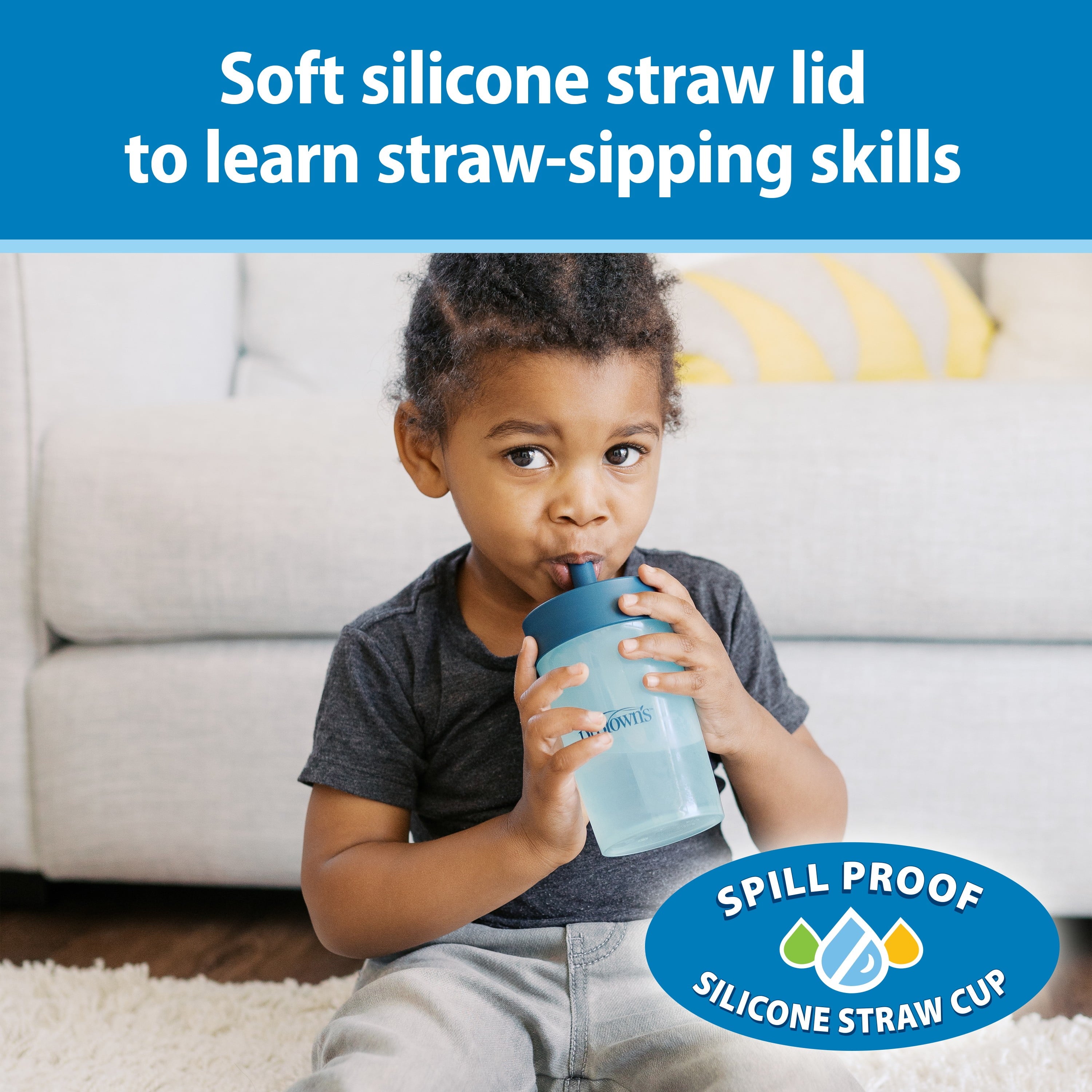 Dr. Brown's Milestones Straw-to-360 Convertible Toddler Cup Set, Blue/Green, 10 oz, 9m+, 1 Pack