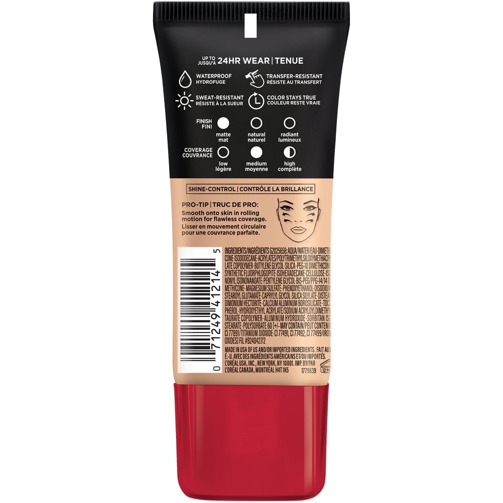L'Oreal Paris Infallible Pro Matte Liquid Foundation Makeup, 105.5 Light Beige, 1 oz