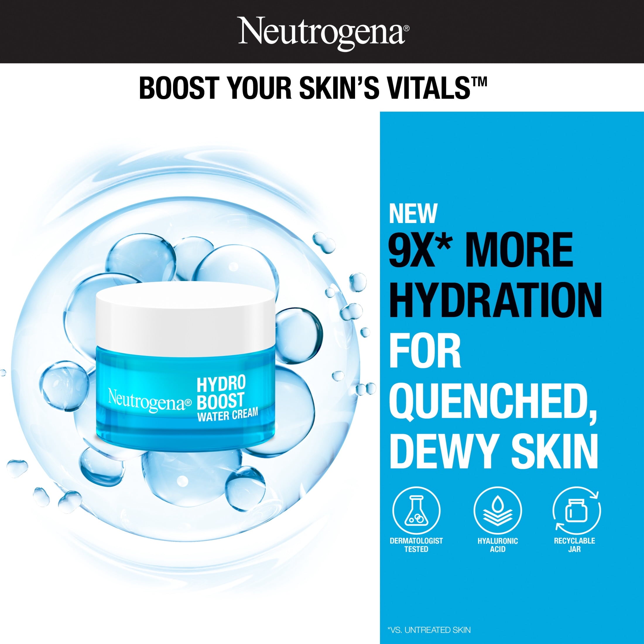 (2 pack) Neutrogena Hydro Boost Hyaluronic Acid Water Cream, Face Moisturizer, 0.5 fl oz