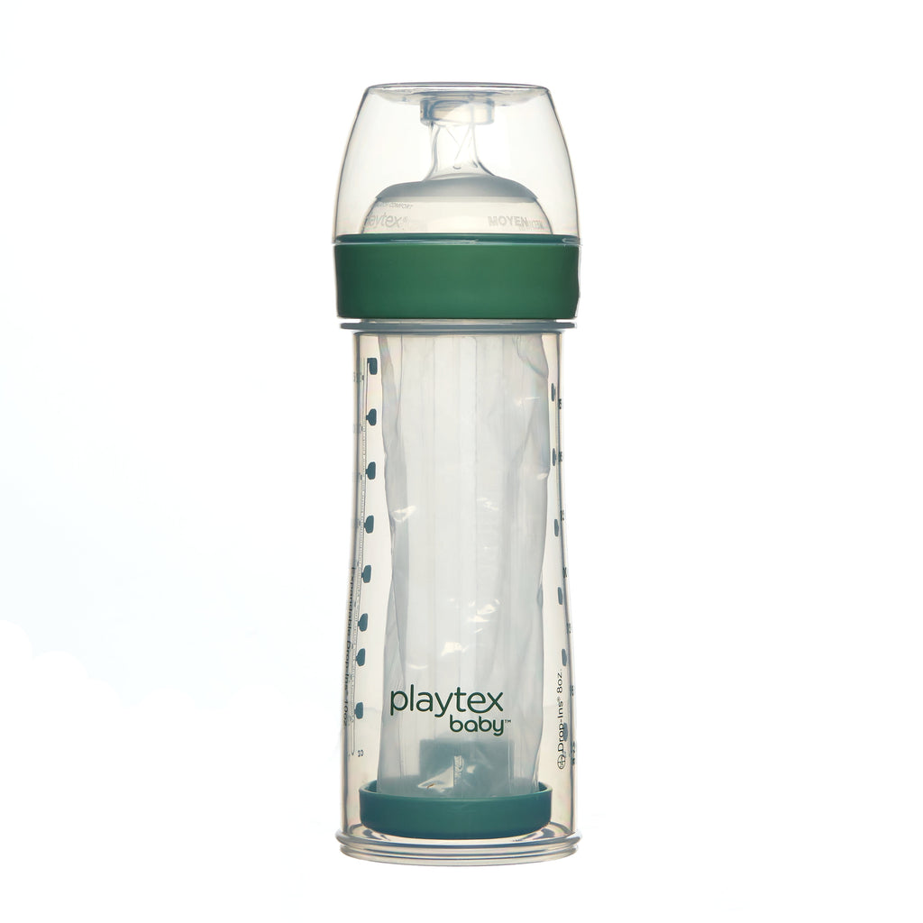 Playtex Baby Nurser Clear Anti-Colic Baby Bottle with 15 Drop-ins Liners, 8 oz, 3 pack