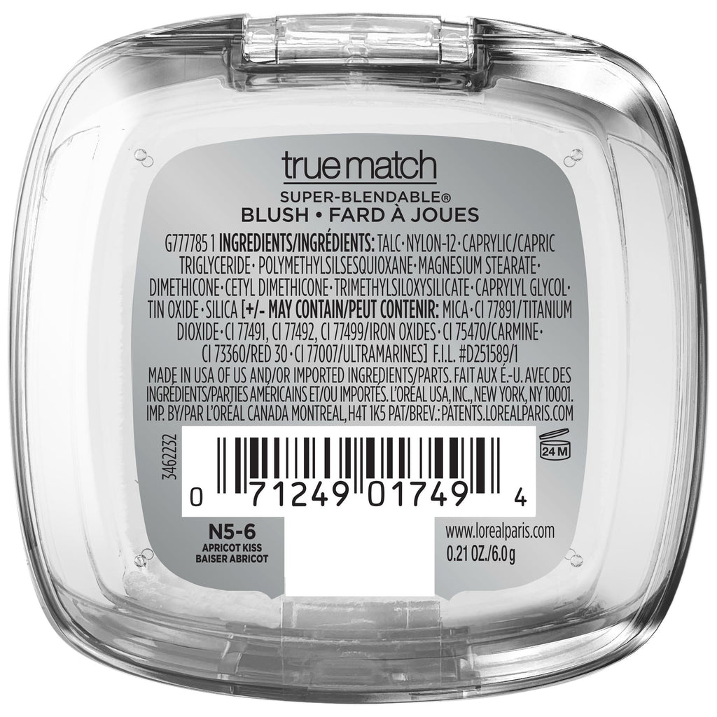 L'Oreal Paris True Match Super Blendable Blush, Soft Powder Texture, Apricot Kiss, 0.21 oz