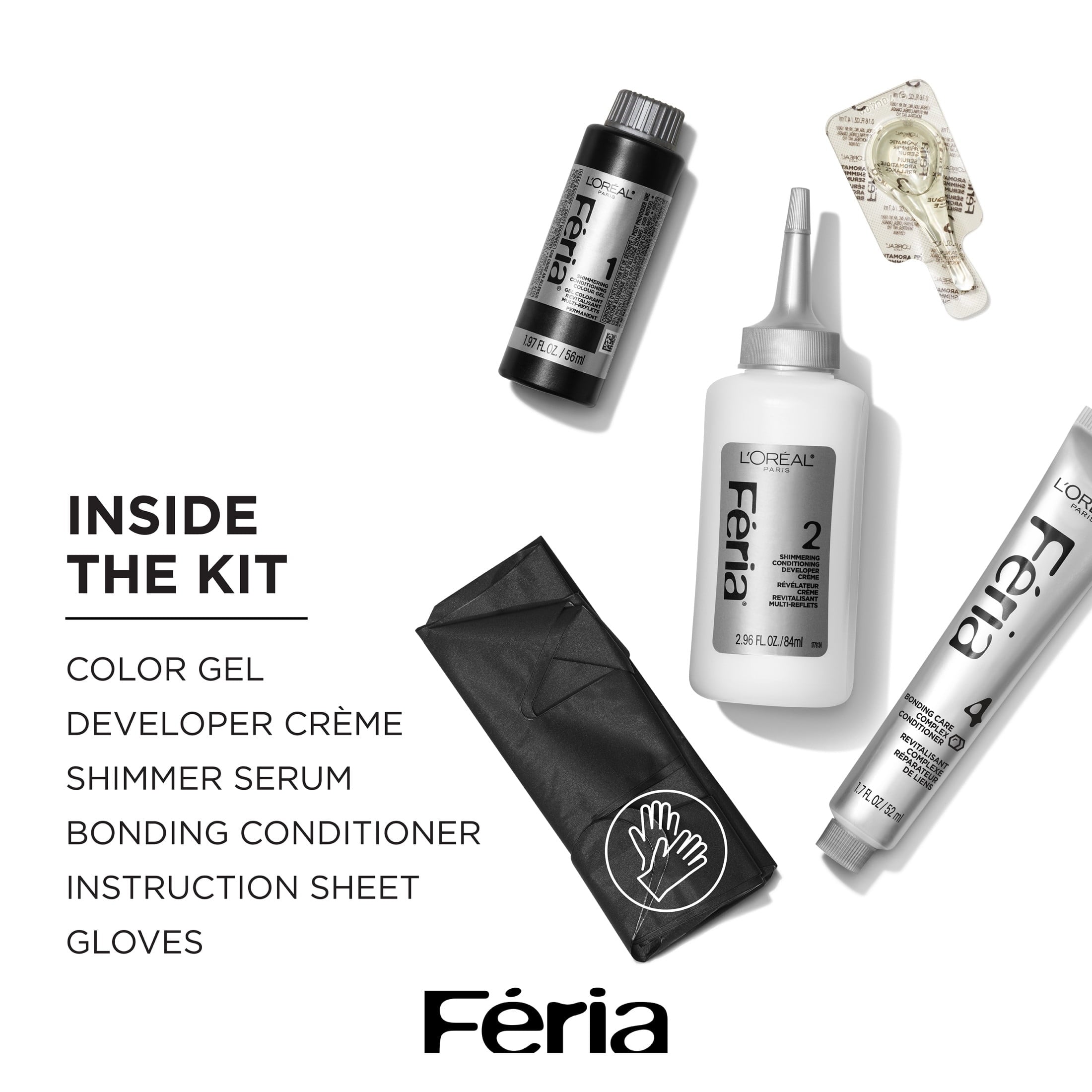L'Oreal Paris Feria Shimmering Permanent Hair Color, Downtown Denim (Dark Blue Brown), 1 Kit