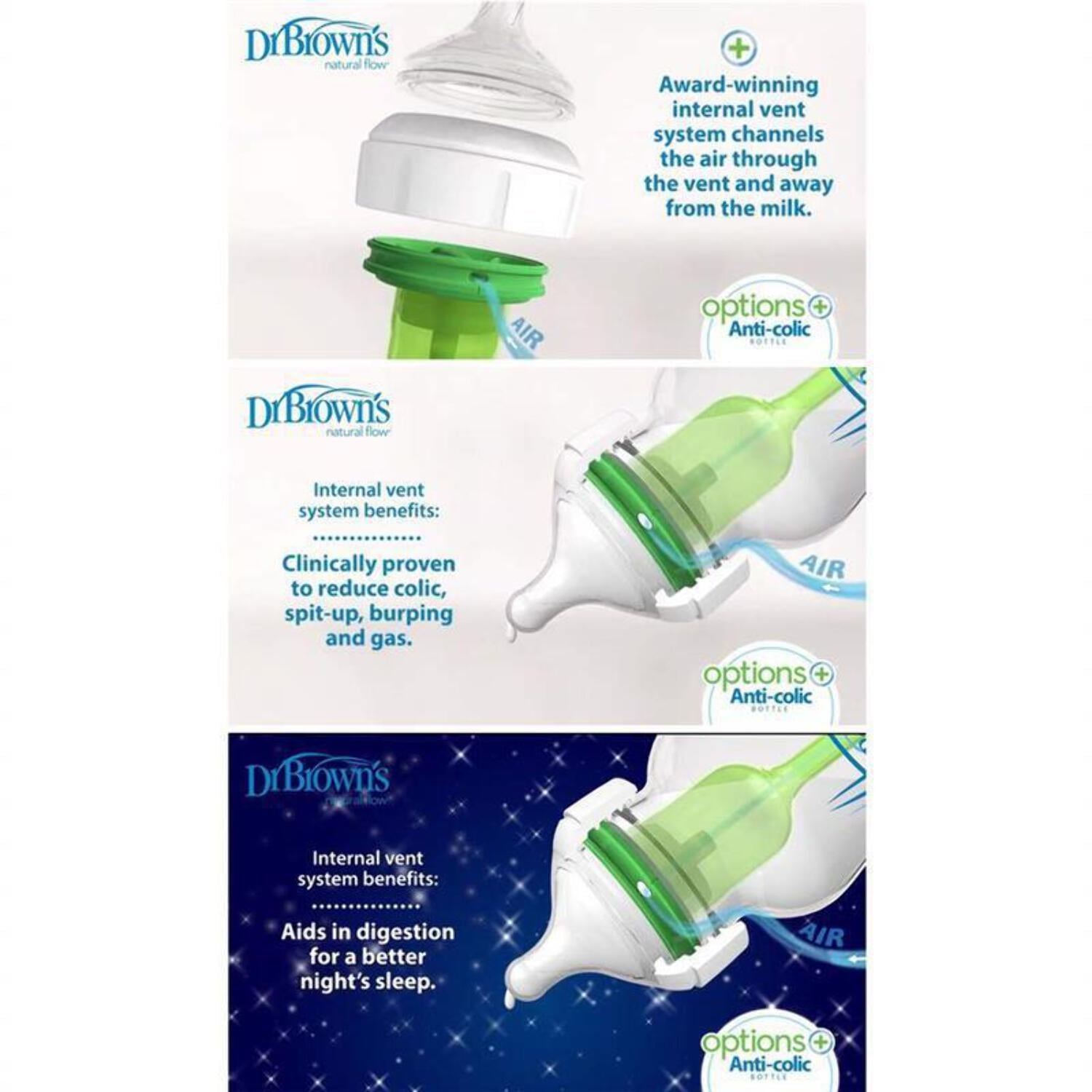 Dr. Brown's 9 oz Options+ Wide-Neck Bottles, 3-Pack