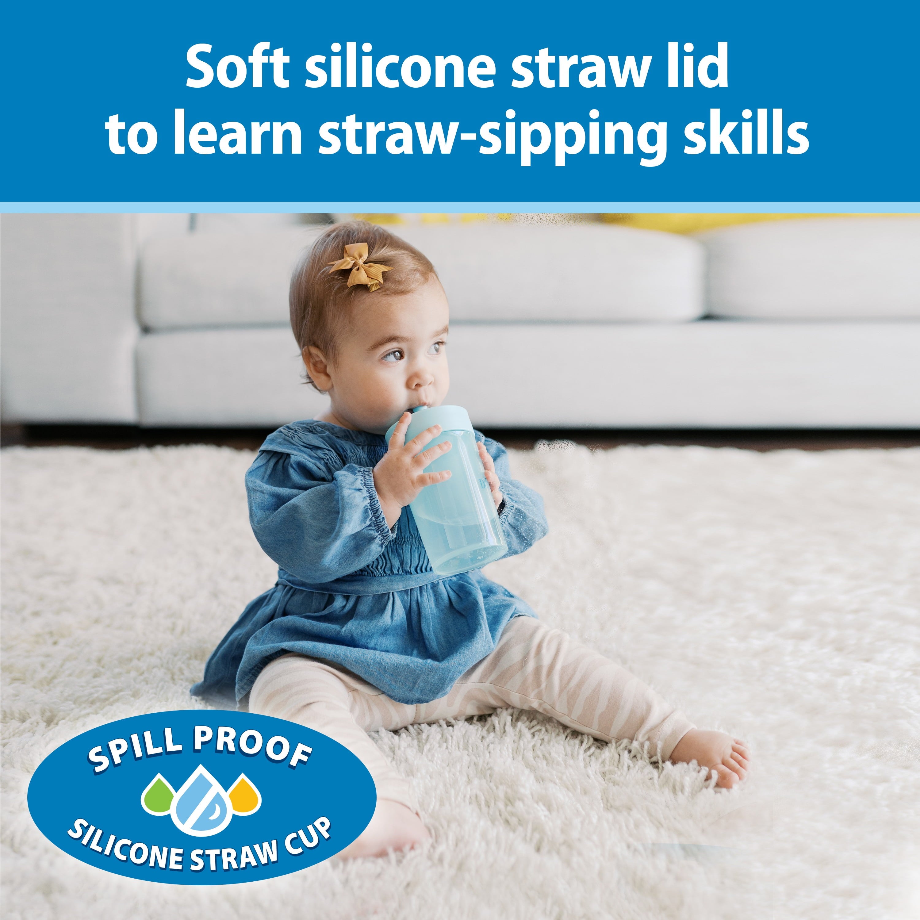 Dr. Brown's Milestones Straw-to-360 Convertible Toddler Cup Set, Ocean Blue, 10 oz, 9m+, 1 Pack