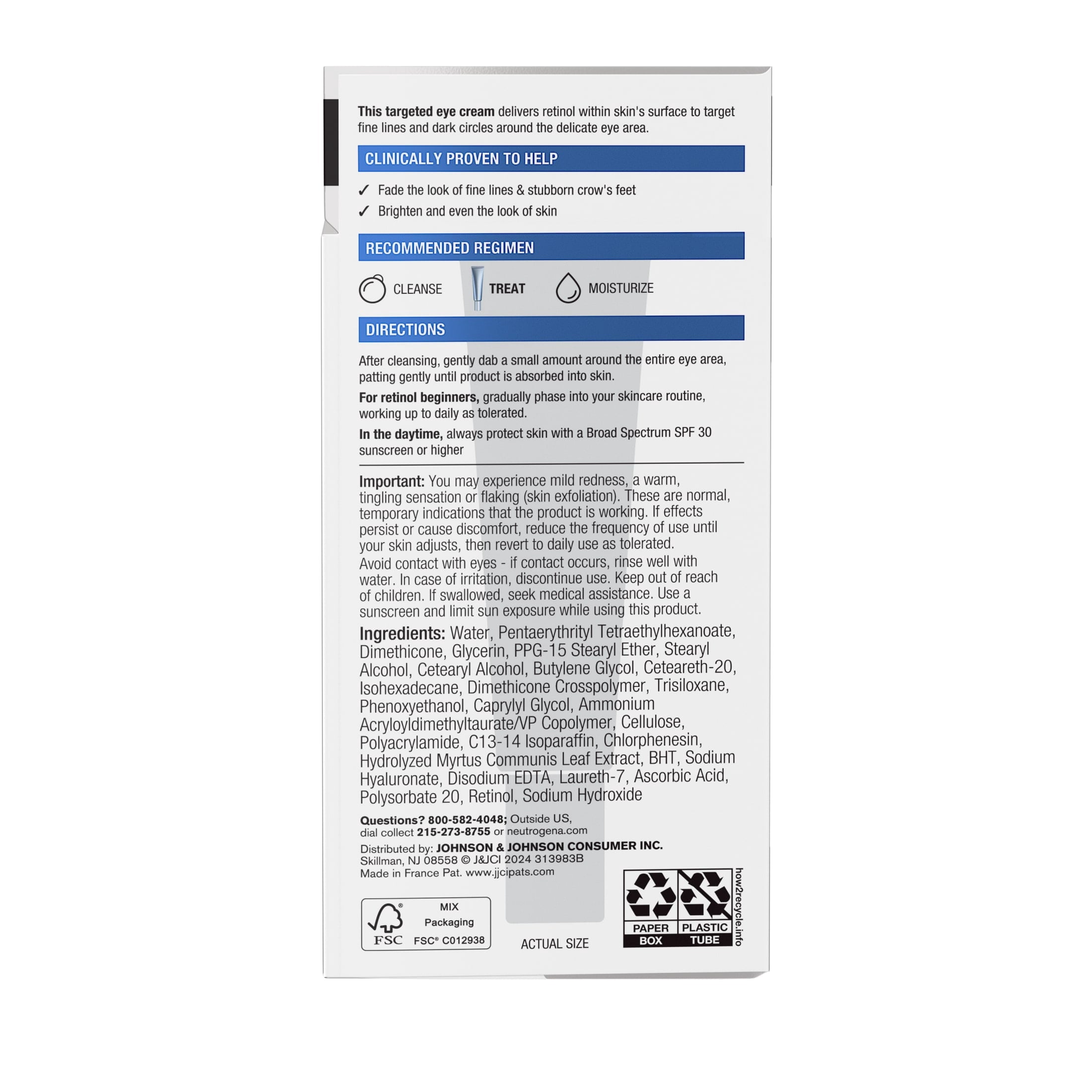 Neutrogena Rapid Wrinkle Repair Retinol Eye Cream, Anti Aging Under Eye Cream, 0.5 oz