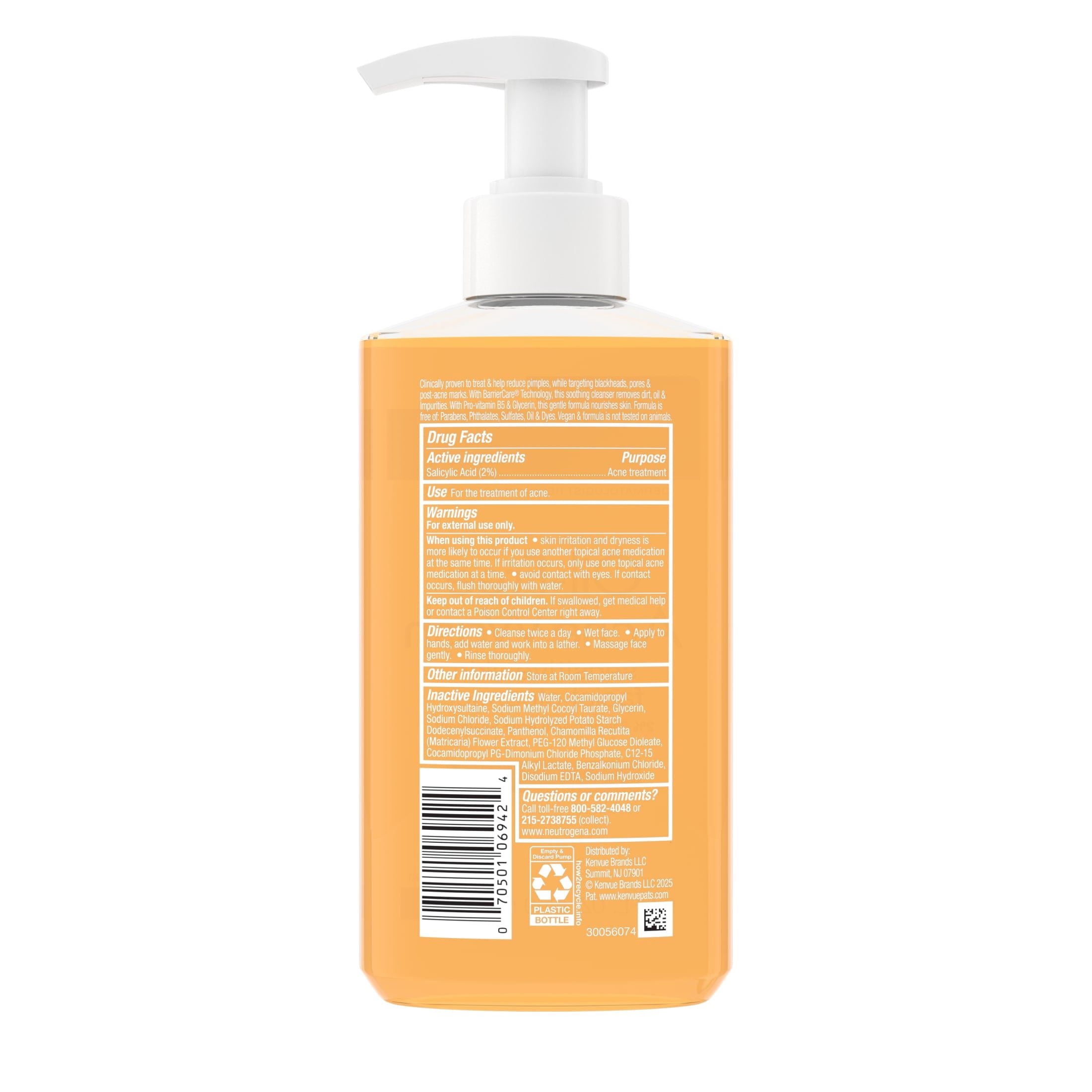 Neutrogena Oil-Free Acne Face Wash, Fragrance Free, 2% Salicylic Acid, 9.1 fl oz