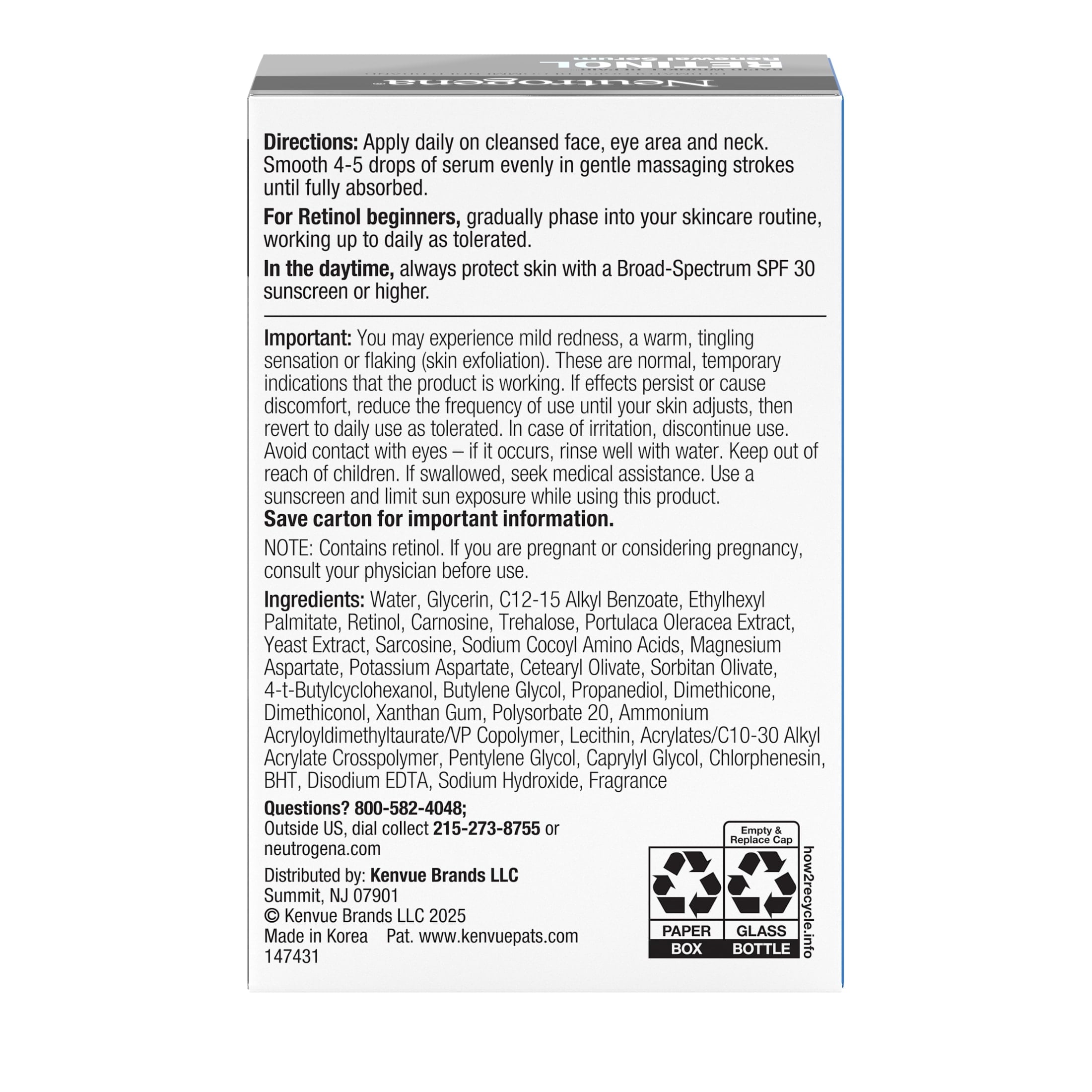 Neutrogena Rapid Wrinkle Repair Retinol Renewal Serum, 1 fl oz
