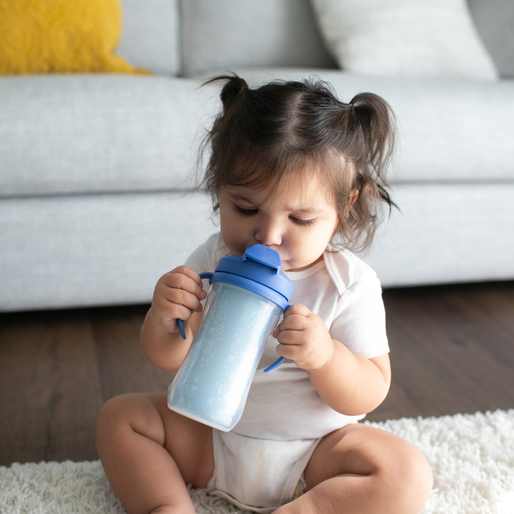 Dr. Brown's Milestones Insulated Sippy Cup with Straw &Handles, Green/Blue, 10oz/300ml, 12m+, 2 Pack