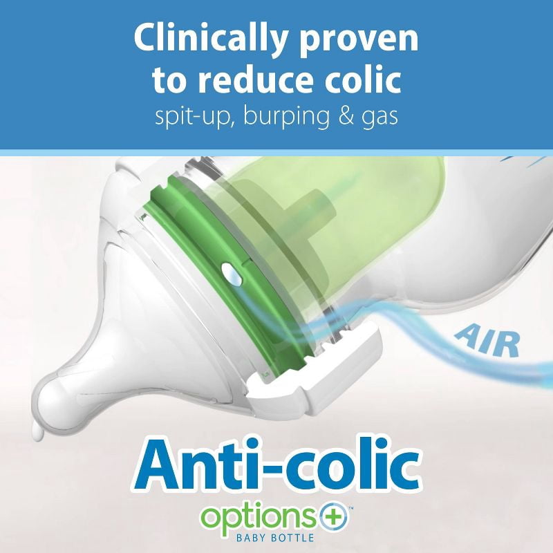 Dr. Brown's Options+ Wide-Neck Anti-Colic Glass Baby Bottle - 2pk