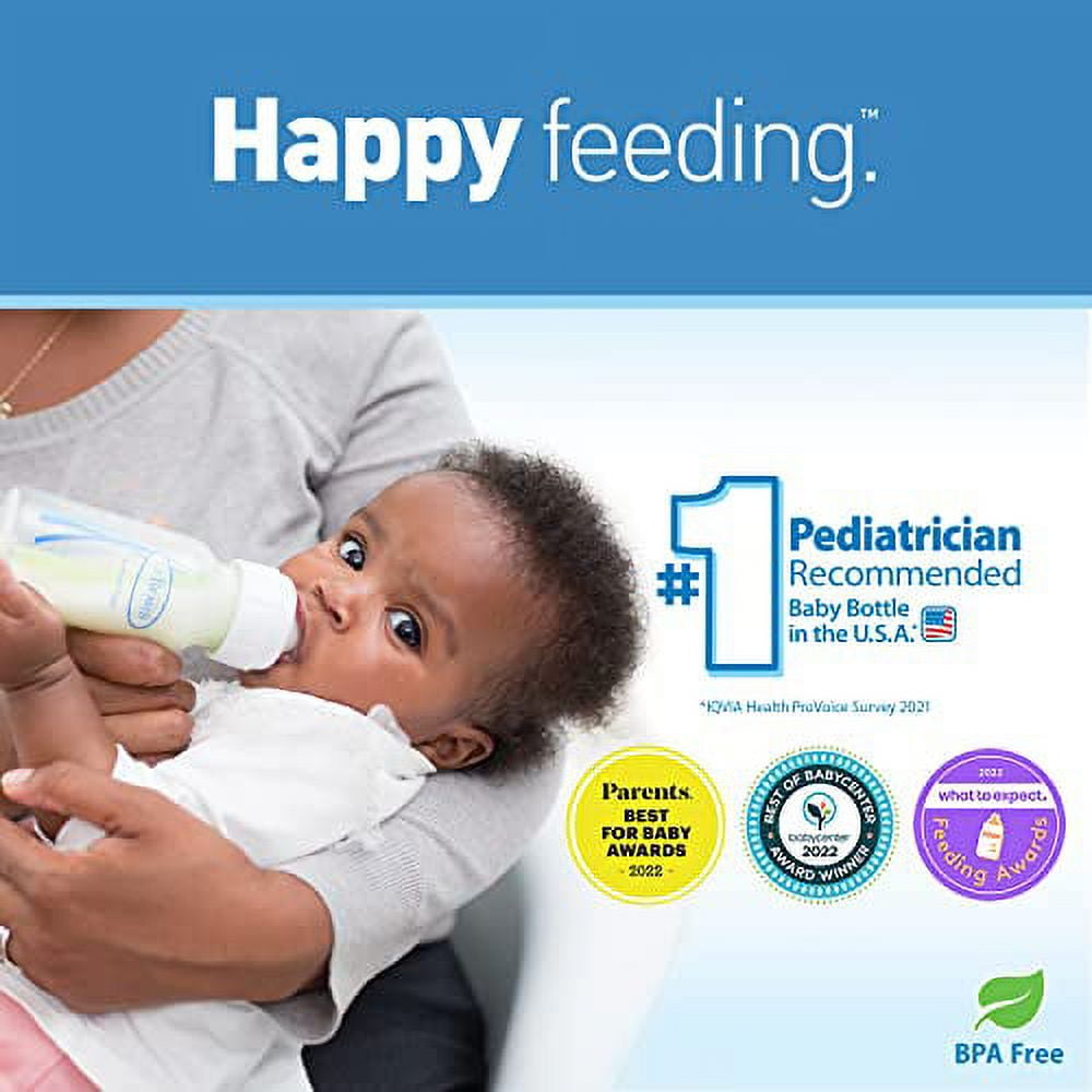 Dr. Brown's Anti-Colic Options+ Narrow Baby Bottles, 0m+ Preemie Nipple - Bottle to Reduce Colic, 4 Pack, 2 oz/60ml, Preemie Flow