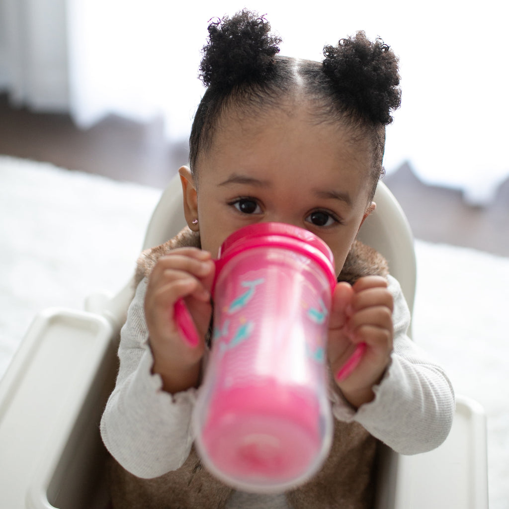 Dr. Brown's Milestones Insulated Sippy Straw Cup with Handles, Pink/Green, 10 oz, 12m+, 2 Pack