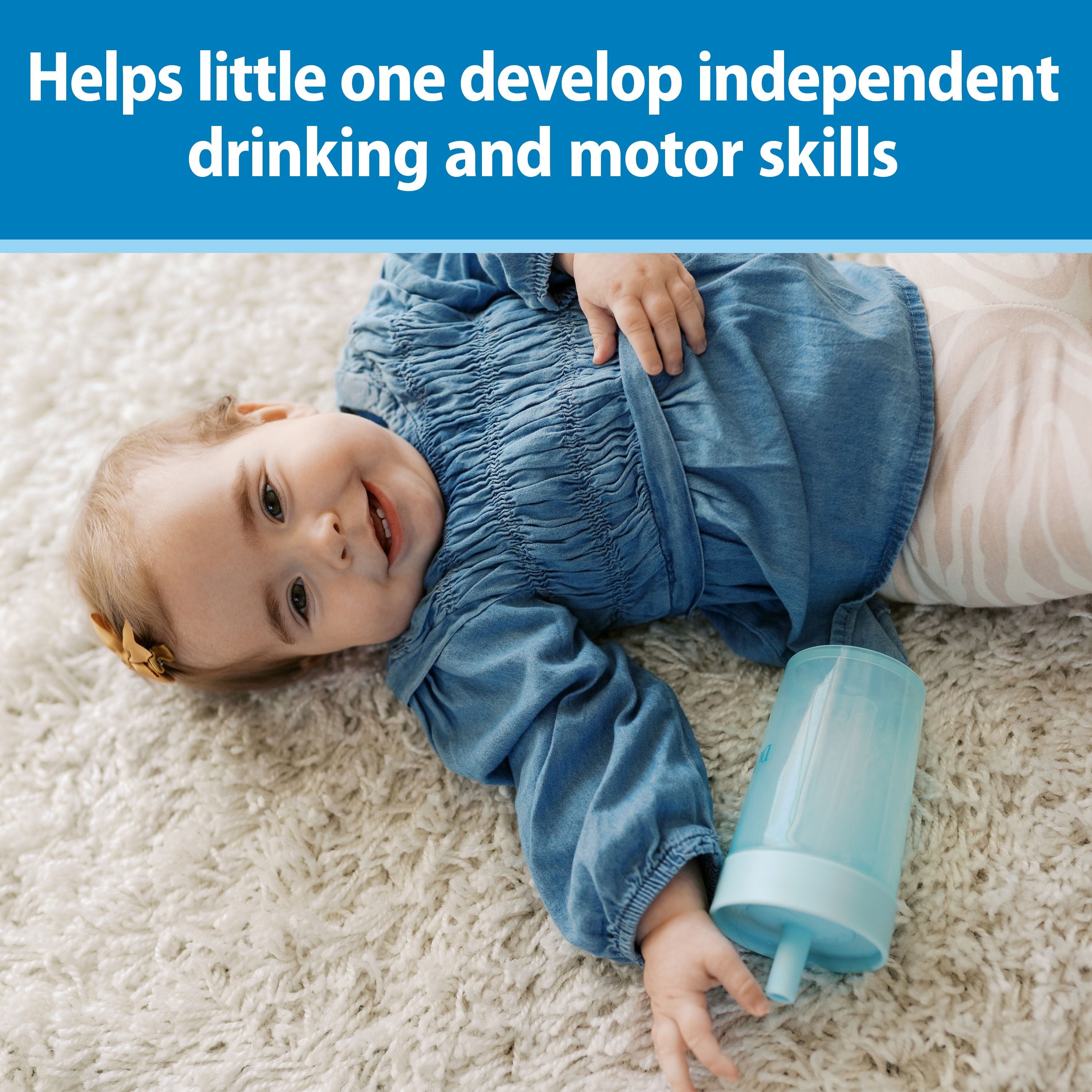 Dr. Brown's Milestones Straw-to-360 Convertible Toddler Cup Set, Ocean Blue, 10 oz, 9m+, 1 Pack