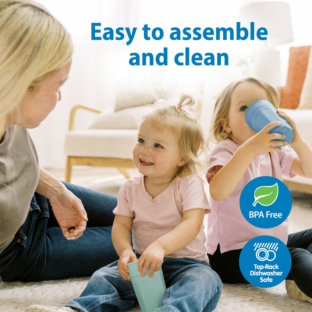 Dr. Brown's Milestones Cheers 360 Training Cup for Toddler/Baby, Leak-Free, Blue/Aqua, 10 oz, 9m+, 2-Pack