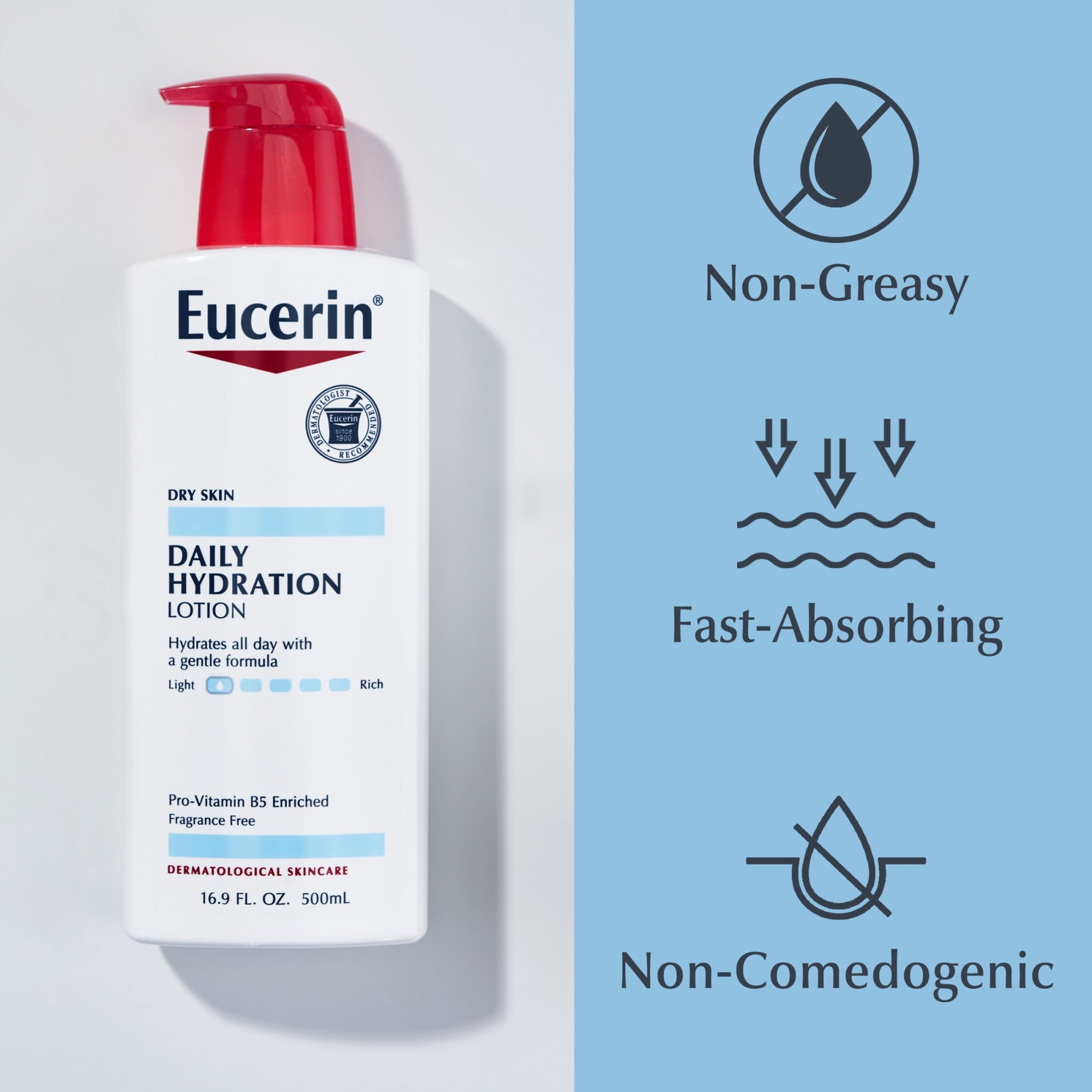 (2 pack) Eucerin Daily Hydration Body Lotion, Unscented Body Lotion, 16.9 fl oz Pump Bottle