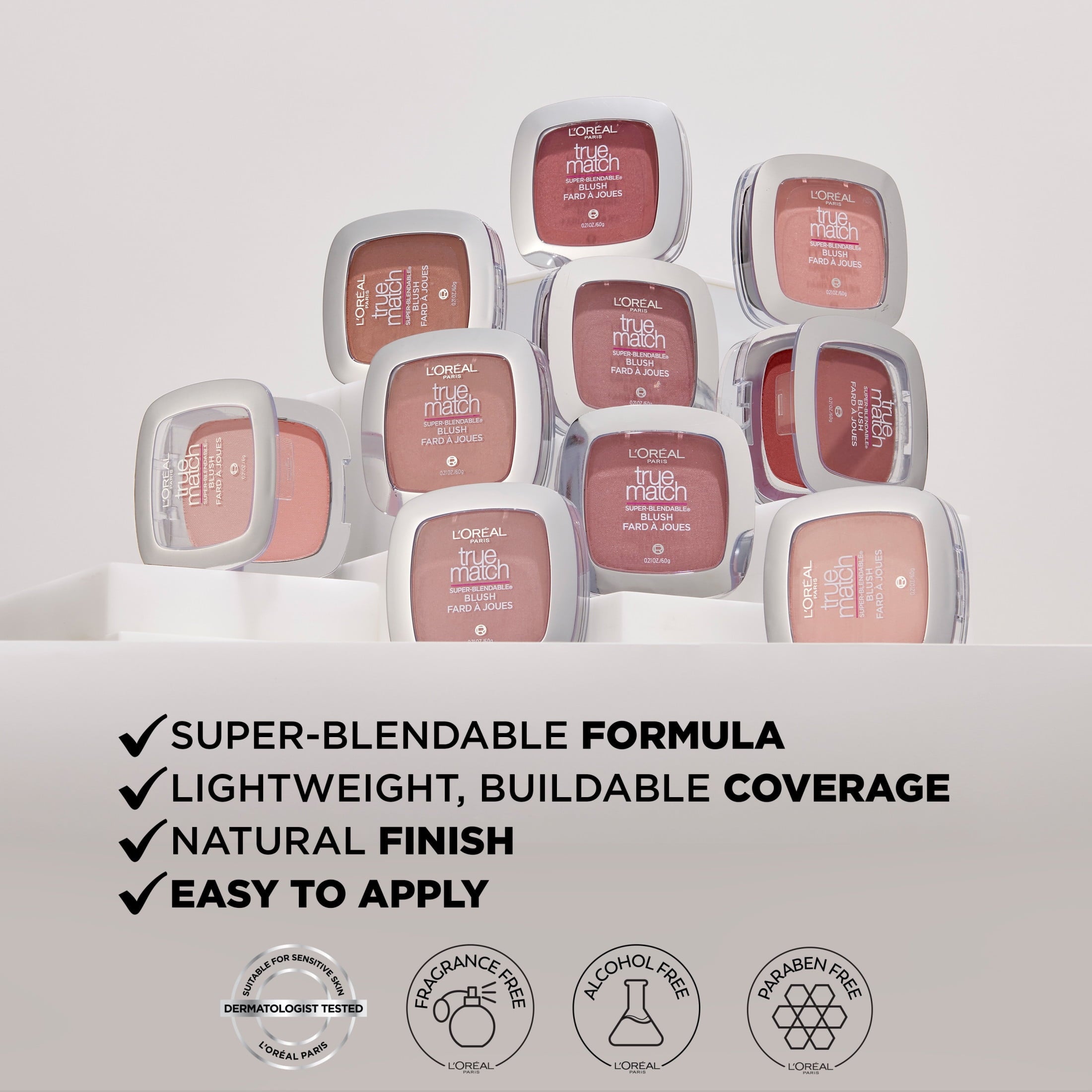 L'Oreal Paris True Match Super-Blendable Blush, Soft Powder Texture, Bare Honey, 0.21 oz.