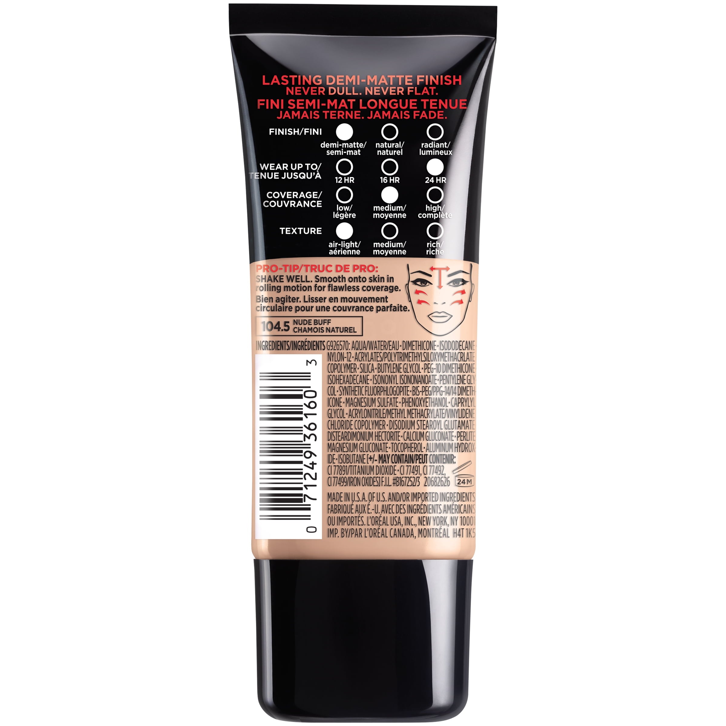 L'Oreal Paris Infallible Pro-Matte Liquid Foundation Makeup, Nude Buff