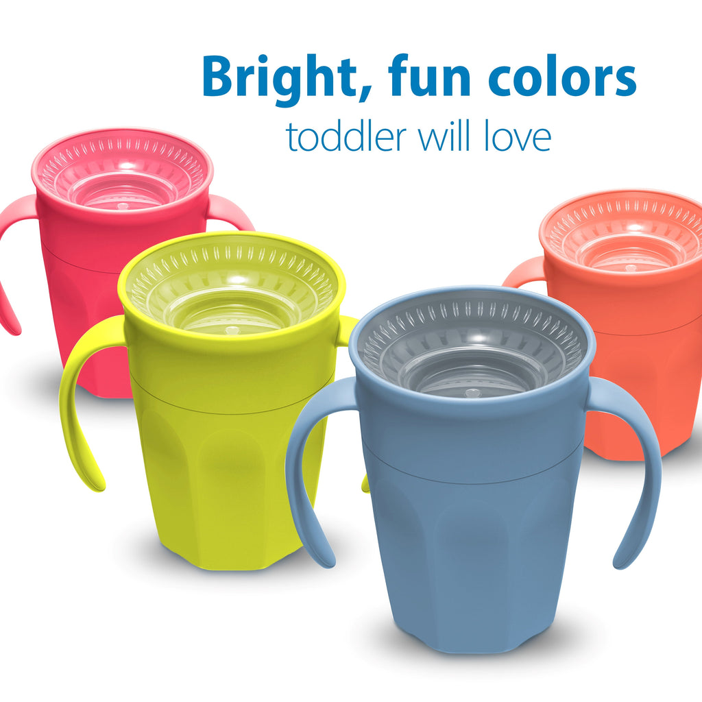 Dr. Brown's Milestones Cheers 360 Cup Spoutless Transition Cup with Handles for Easy Grip & Leak-Free Learning, Blue, 7 oz/200 mL, 6m+ (Colors May Vary)