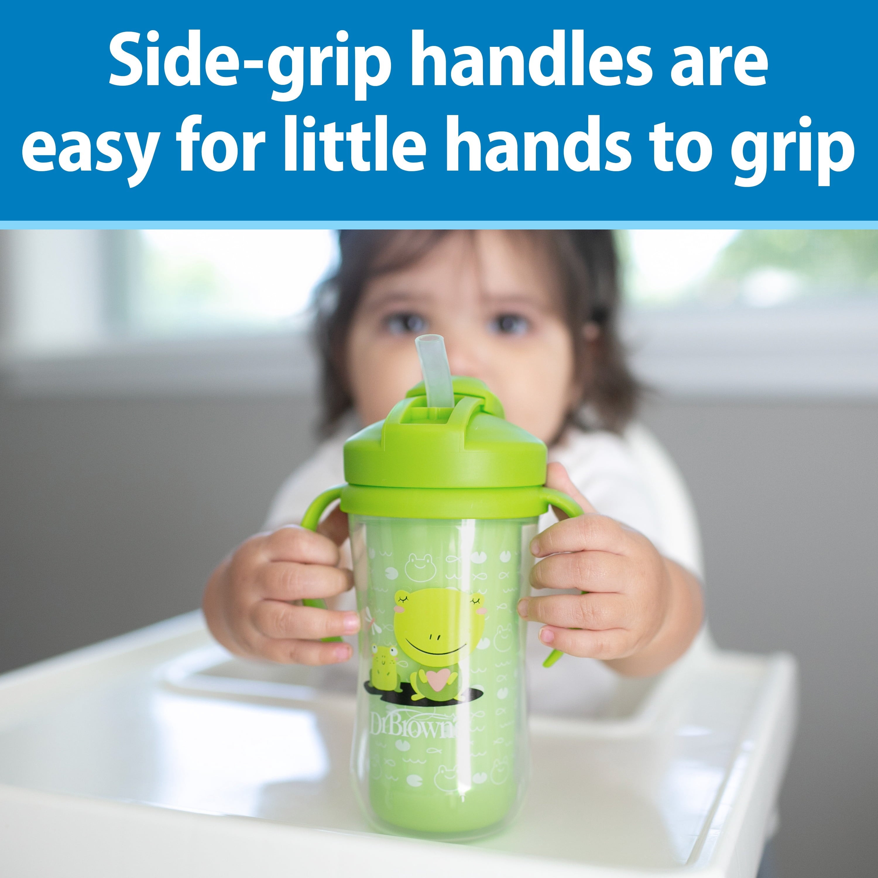 Dr. Brown's Milestones Insulated Sippy Cup with Straw & Handles, Green/Purple, 10oz, 12m+, 2 Pack