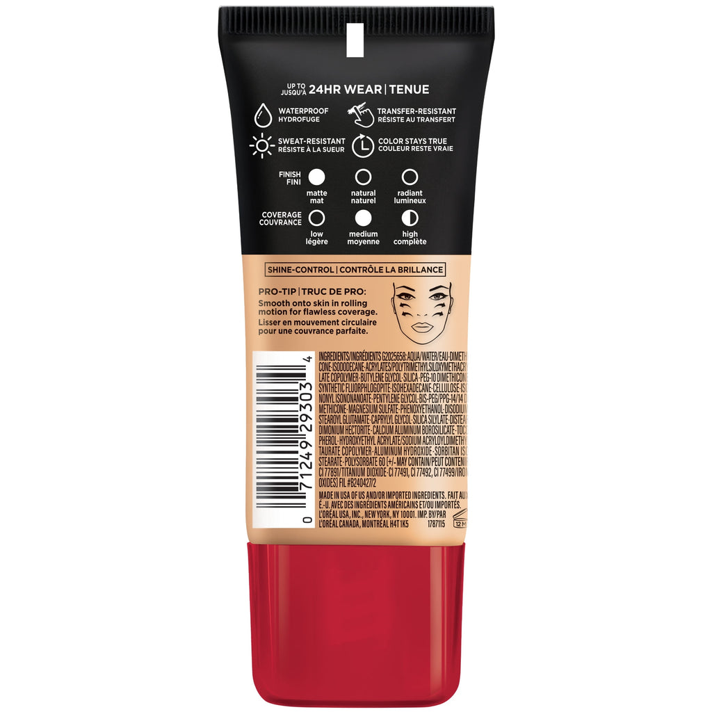 L'Oreal Paris Infallible Pro Matte Liquid Foundation Makeup, 104 Golden Beige, 1 fl oz