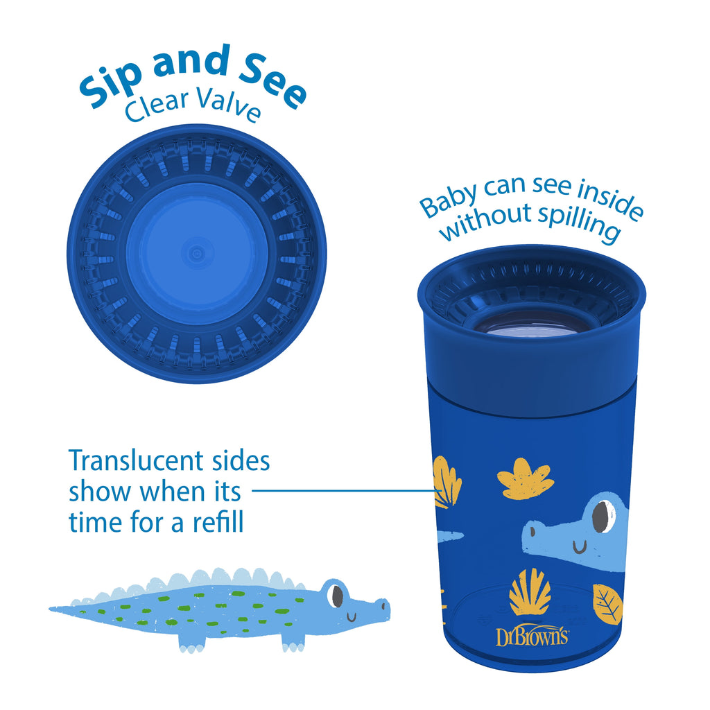 Dr. Brown's Milestones Cheers 360 Cup Spoutless Transition, Travel Friendly & Leak-Free, Green / Blue, 10 oz/300 ml, 2 Pack