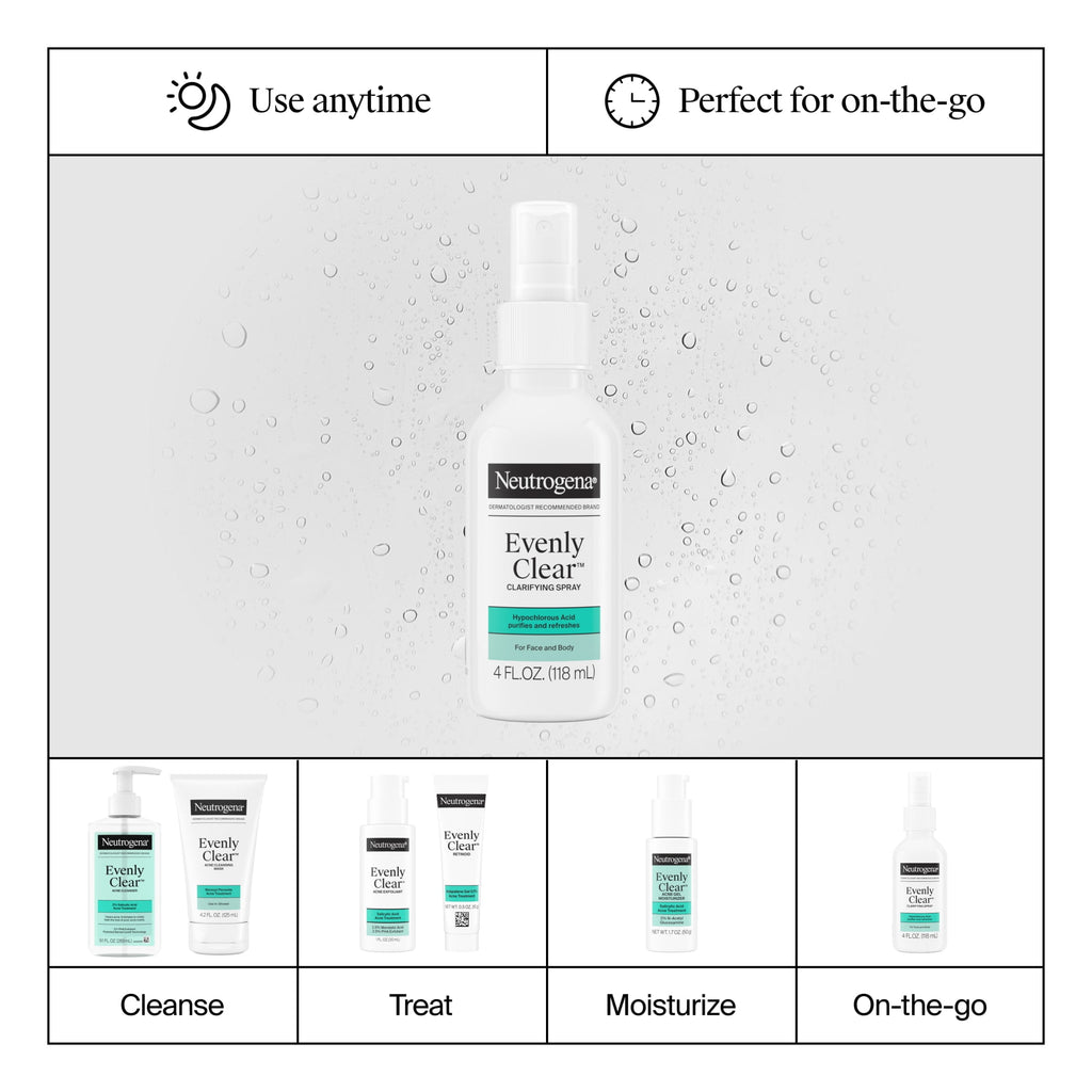 Neutrogena Evenly Clear Clarifying Spray, Hypochlorous Acid , 4 fl. oz