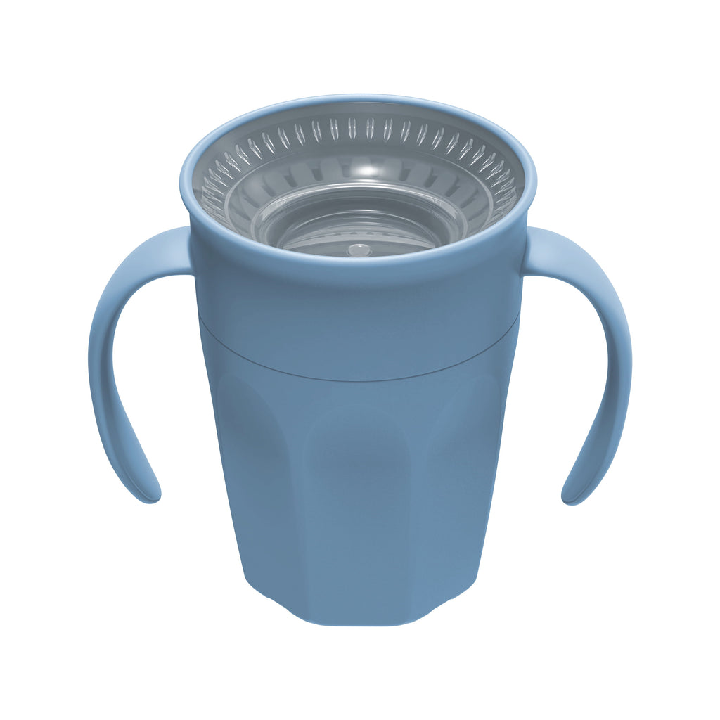 Dr. Brown's Milestones Cheers 360 Cup Spoutless Transition Cup with Handles for Easy Grip & Leak-Free Learning, Blue, 7 oz/200 mL, 6m+ (Colors May Vary)