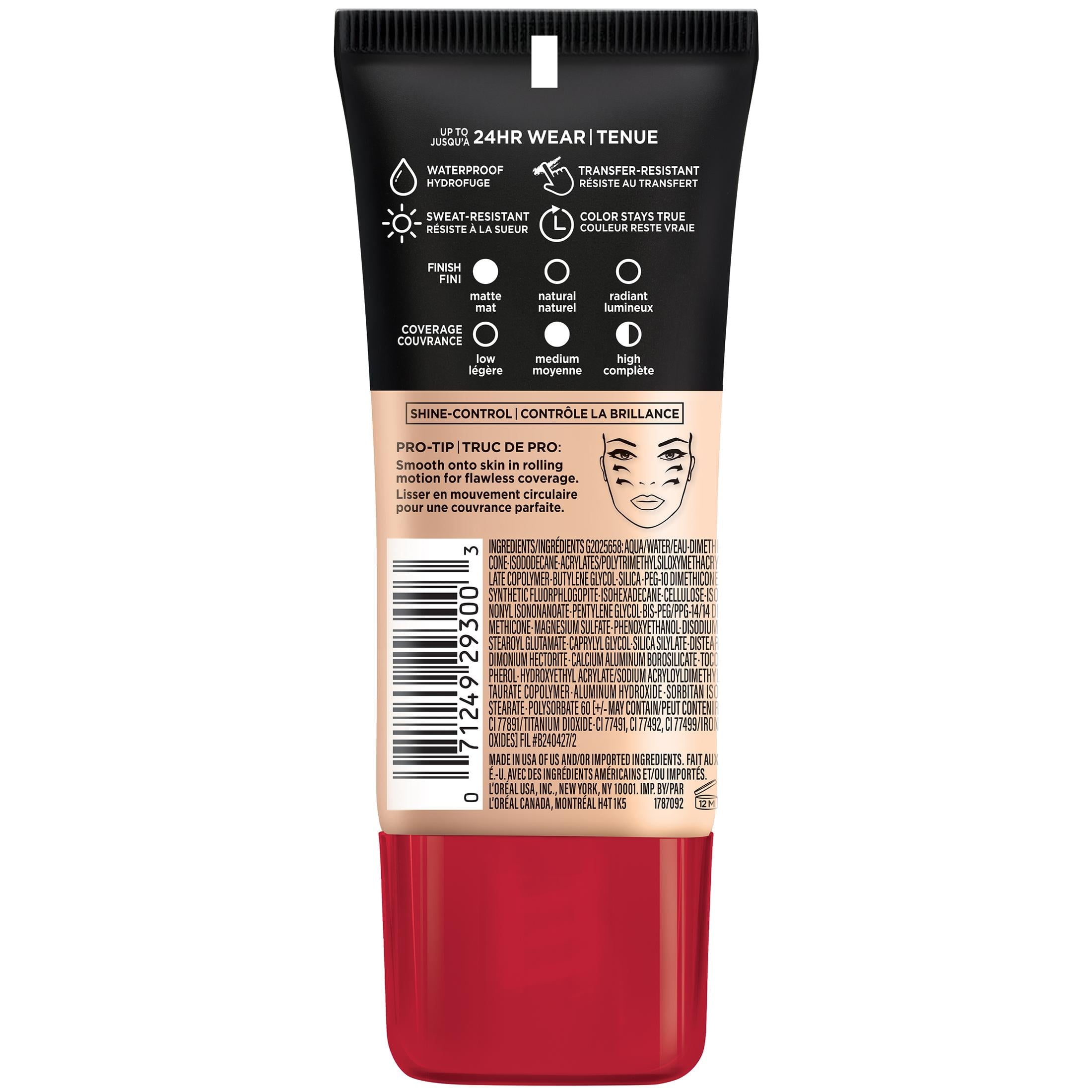L'Oreal Paris Infallible Pro-Matte Blendable Foundation, Oil Free, 102 Shell Beige, 1 fl oz