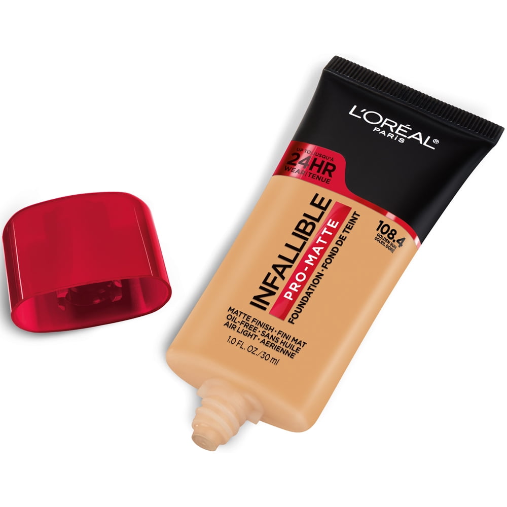 L'Oreal Paris Infallible Pro-Matte Liquid Foundation Makeup, 108.4 Golden Sun, 1 fl oz