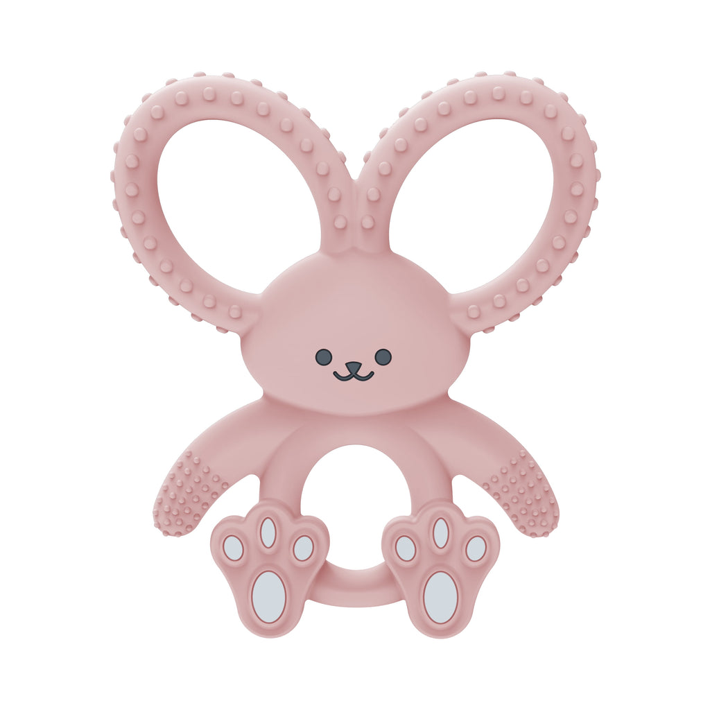 Dr. Brown's Flexees Baby Teether, Pink Bunny, 100% Silicone, Infant-Toddler, 1-Pack